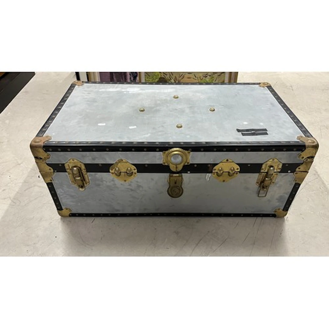 Metal steamer trunk