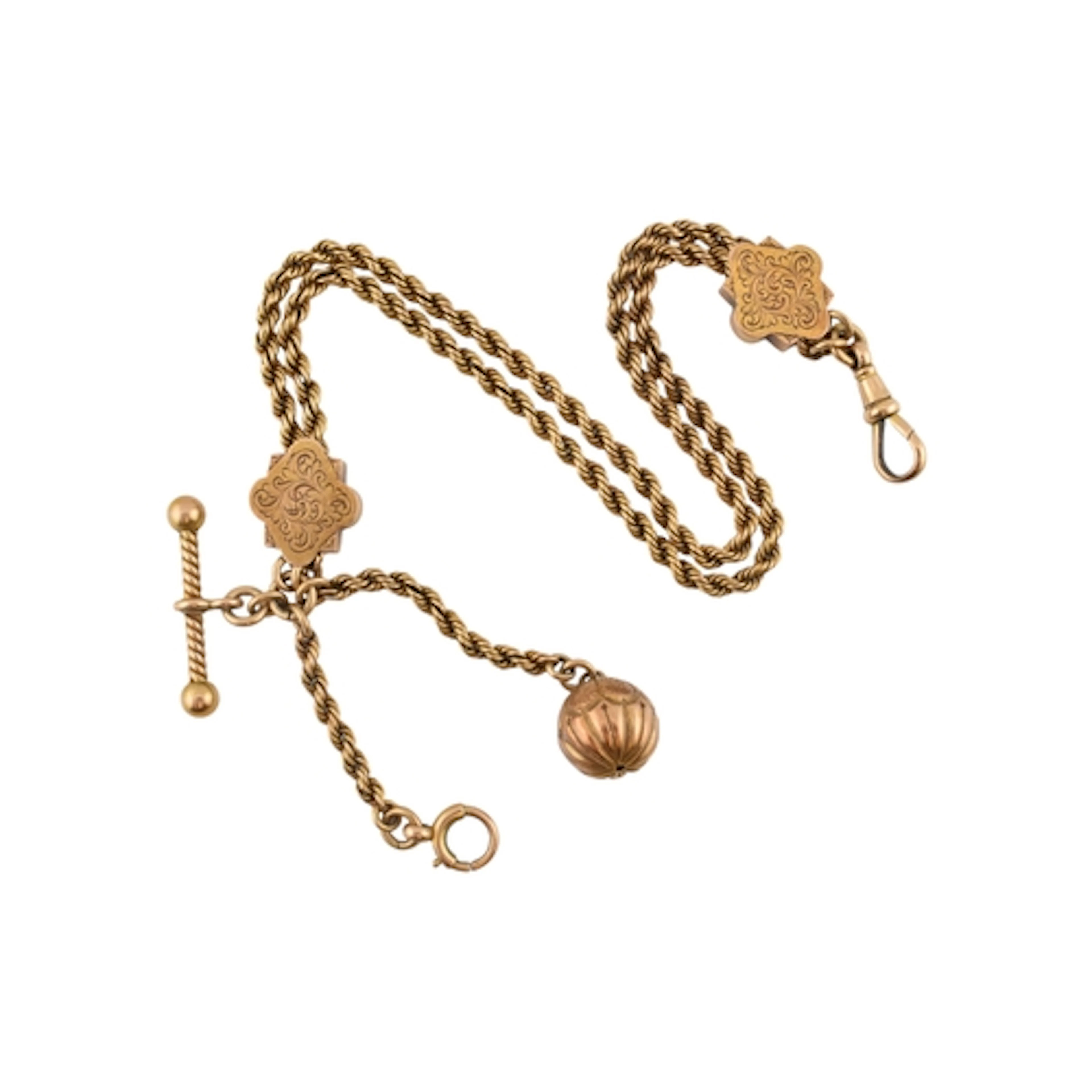 A 19th century gold Albertina watch chain. The watch chain w...