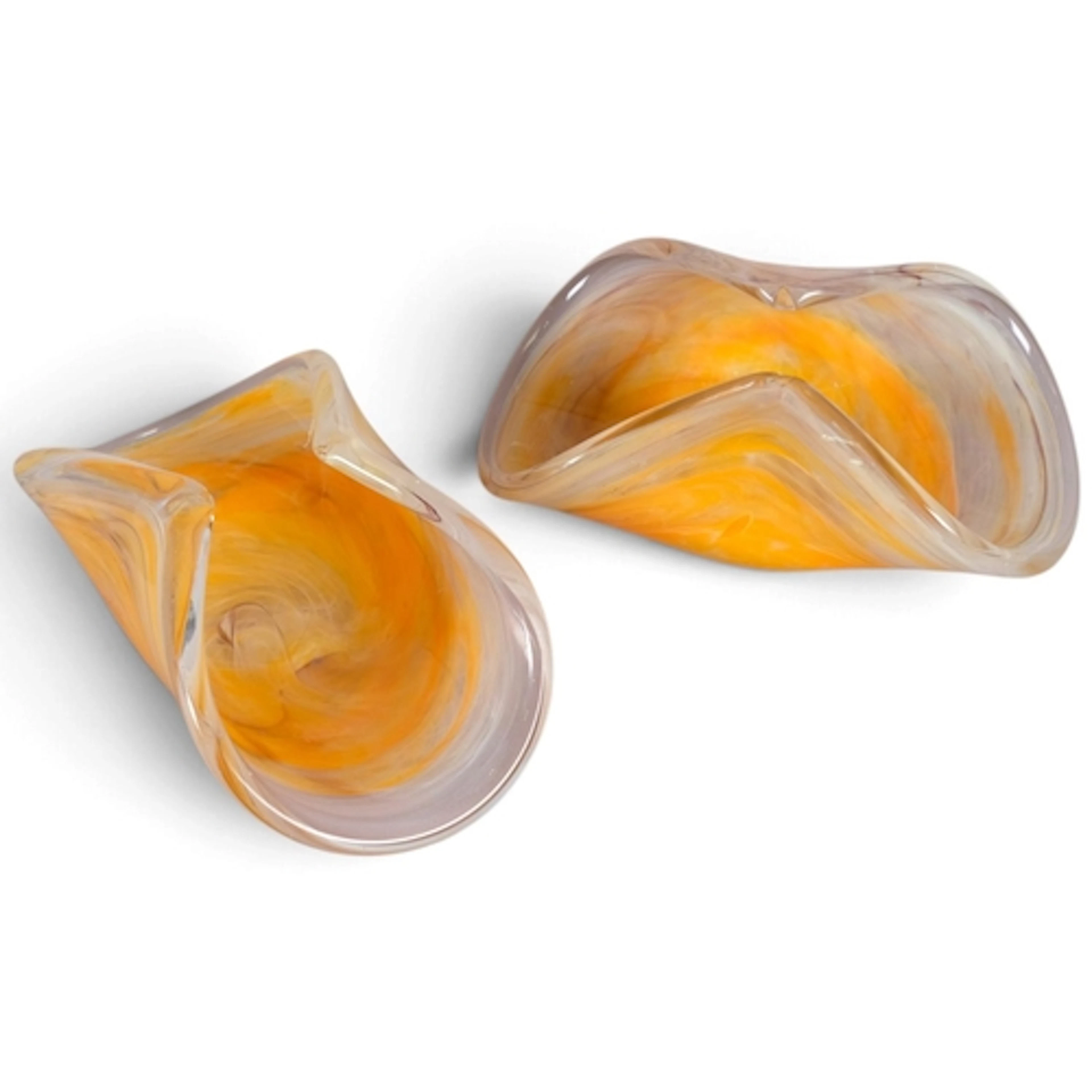 A pair of Murano style folded glass dishes by White Crystal,...
