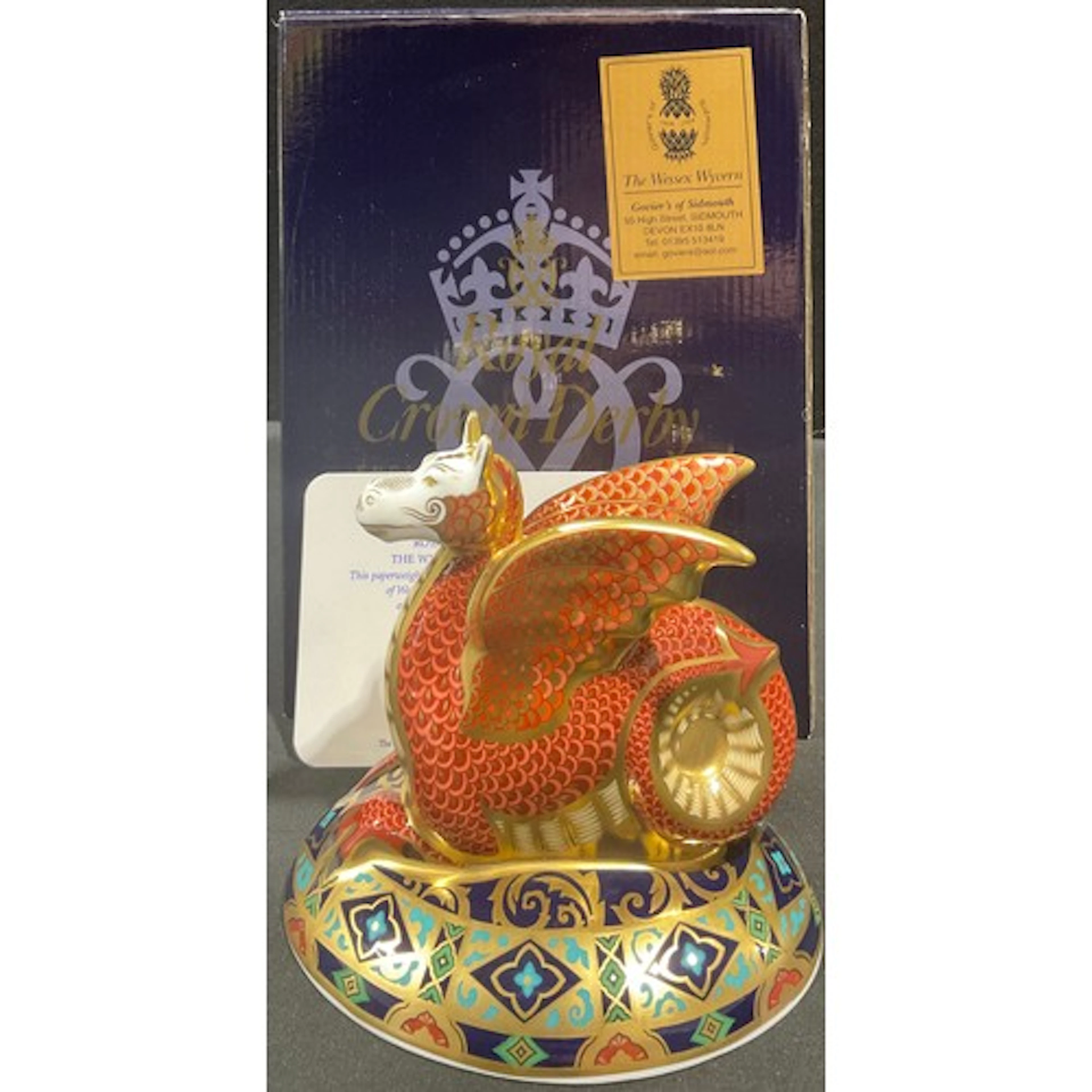 A Royal Crown Derby paperweight, The Wessex Wyvern, based on...