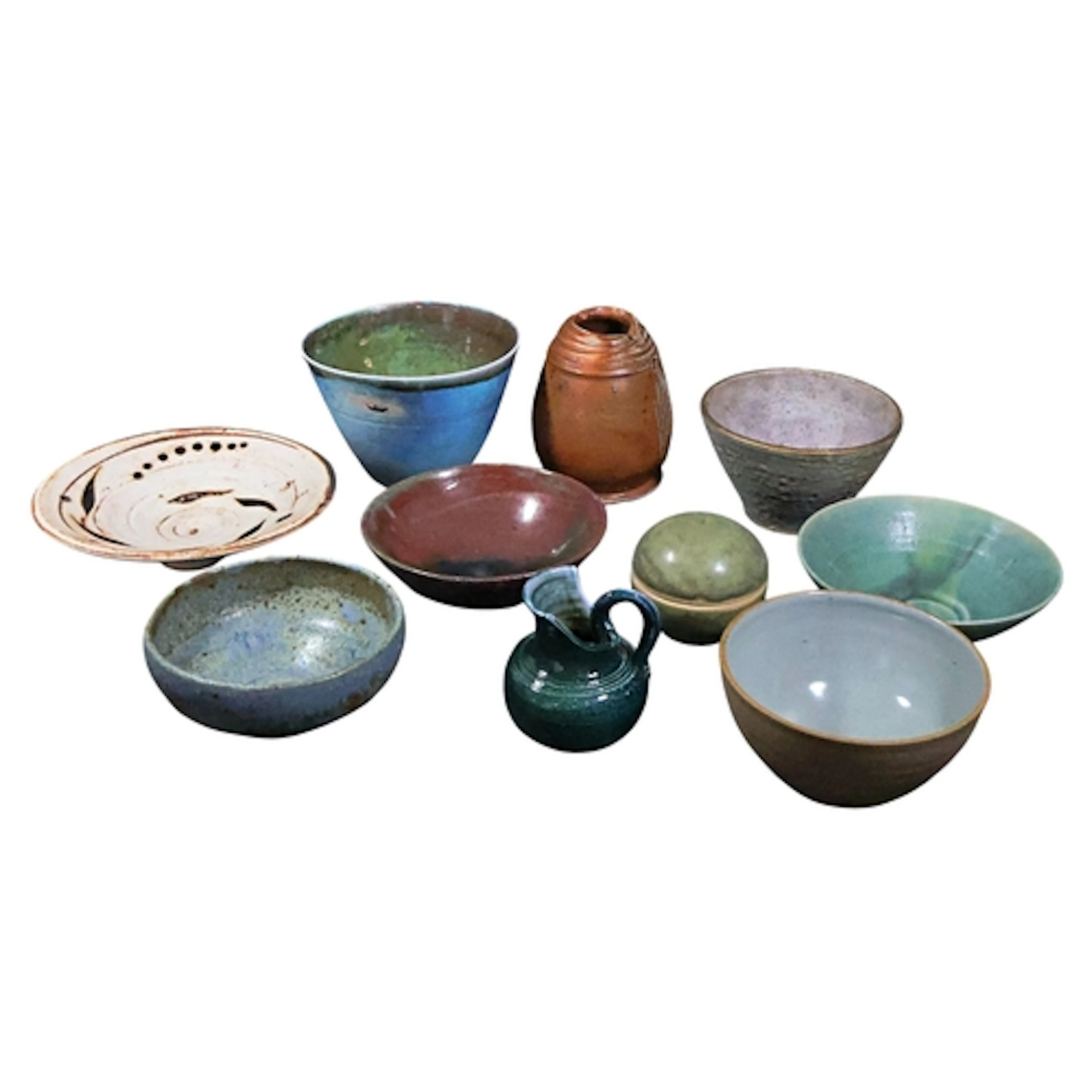 A group of Studio pottery including a bowl in the style of E...