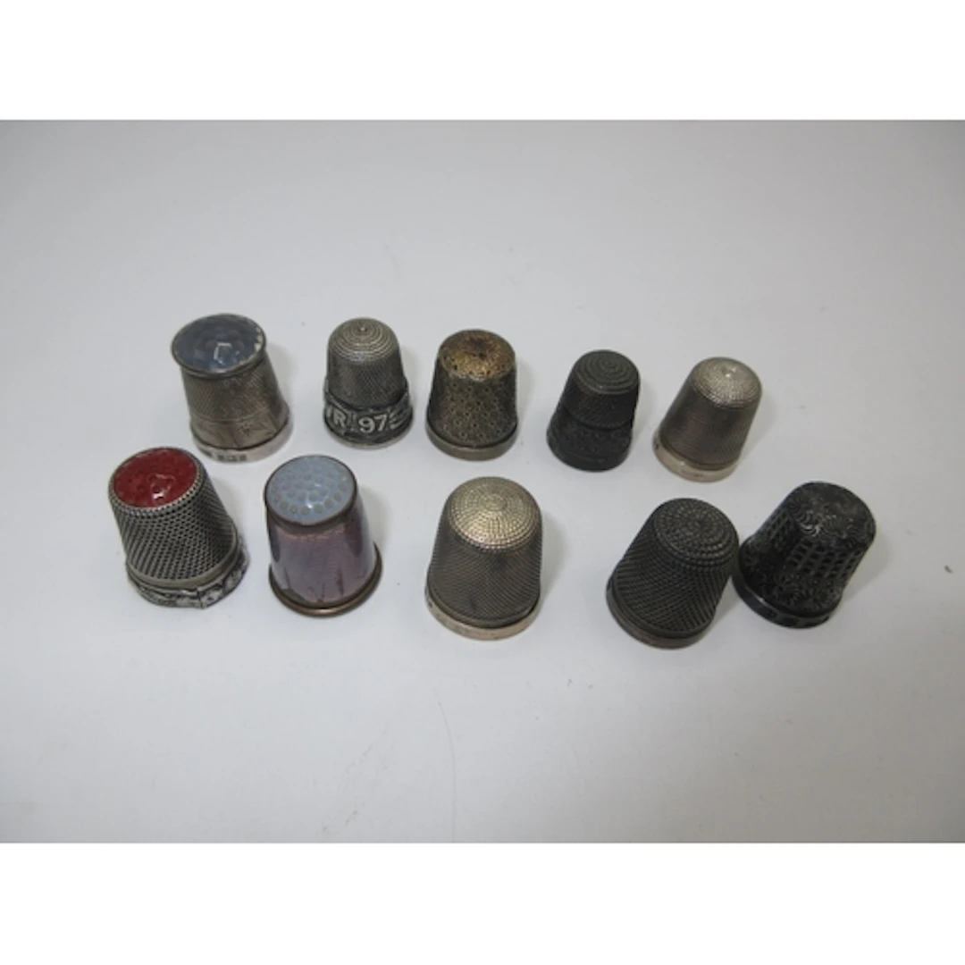 Nine Silver Thimbles including 1 Queen Victoria Diamond Jubi...