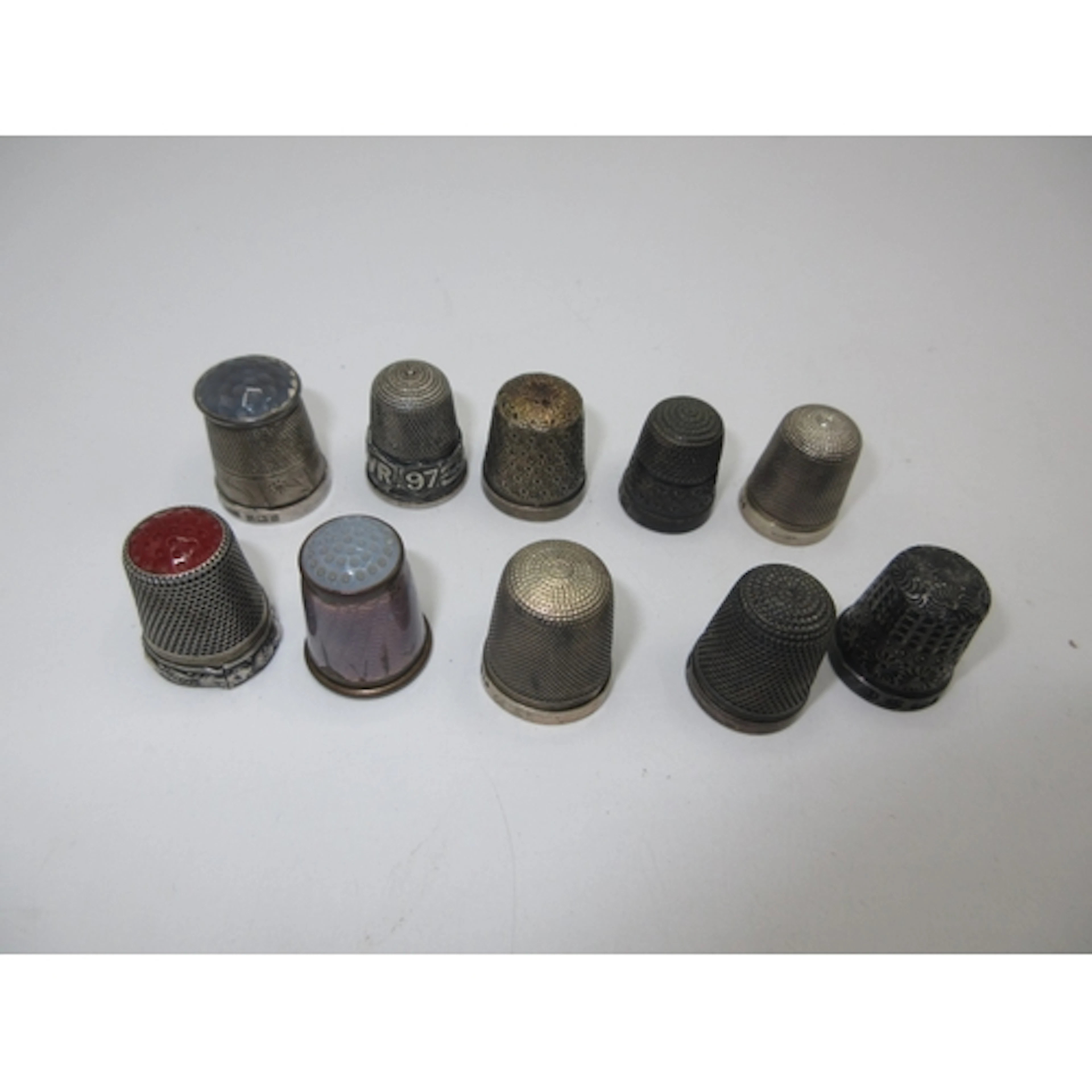 Nine Silver Thimbles including 1 Queen Victoria Diamond Jubi...