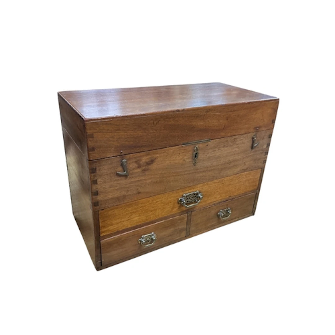 An Edwardian mahogany sewing box, fitted three drawers, 31cm...
