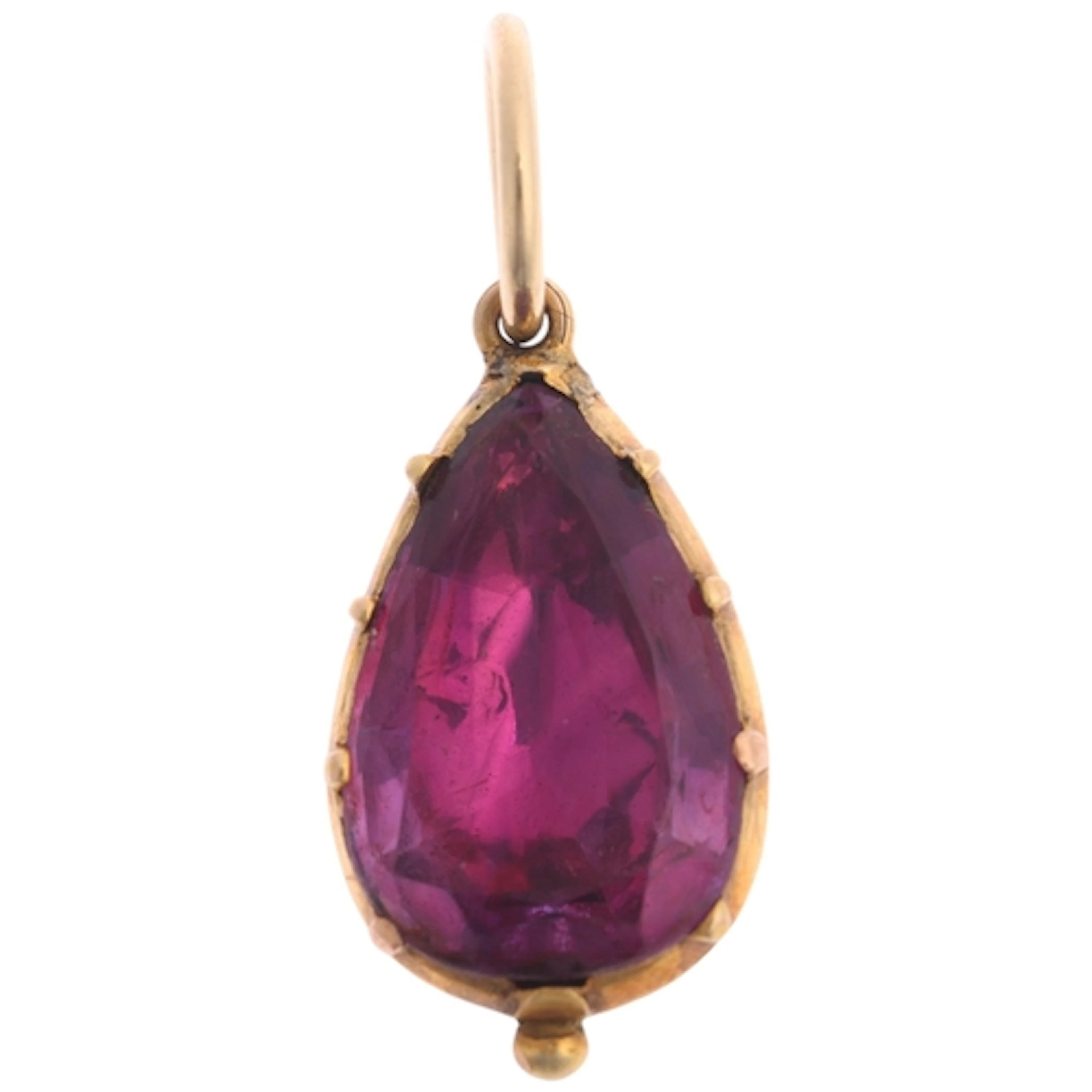 An Antique 18th century gold 'Queen Anne' amethyst pendant, ...