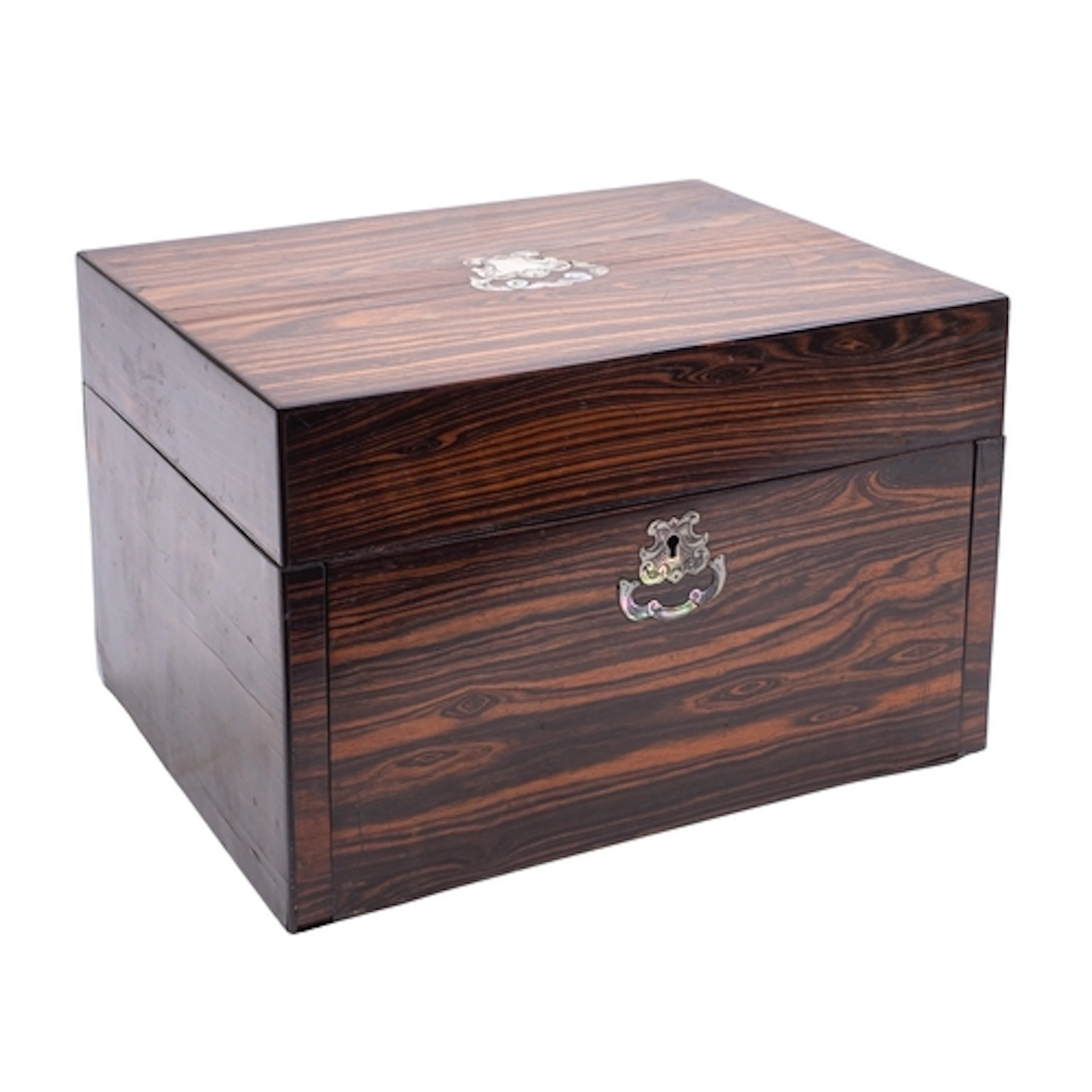 A Victorian rosewood and penworked mother-of-pearl inset dre...