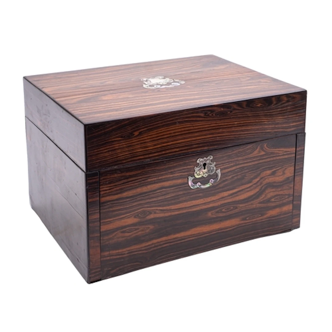 A Victorian rosewood and penworked mother-of-pearl inset dre...
