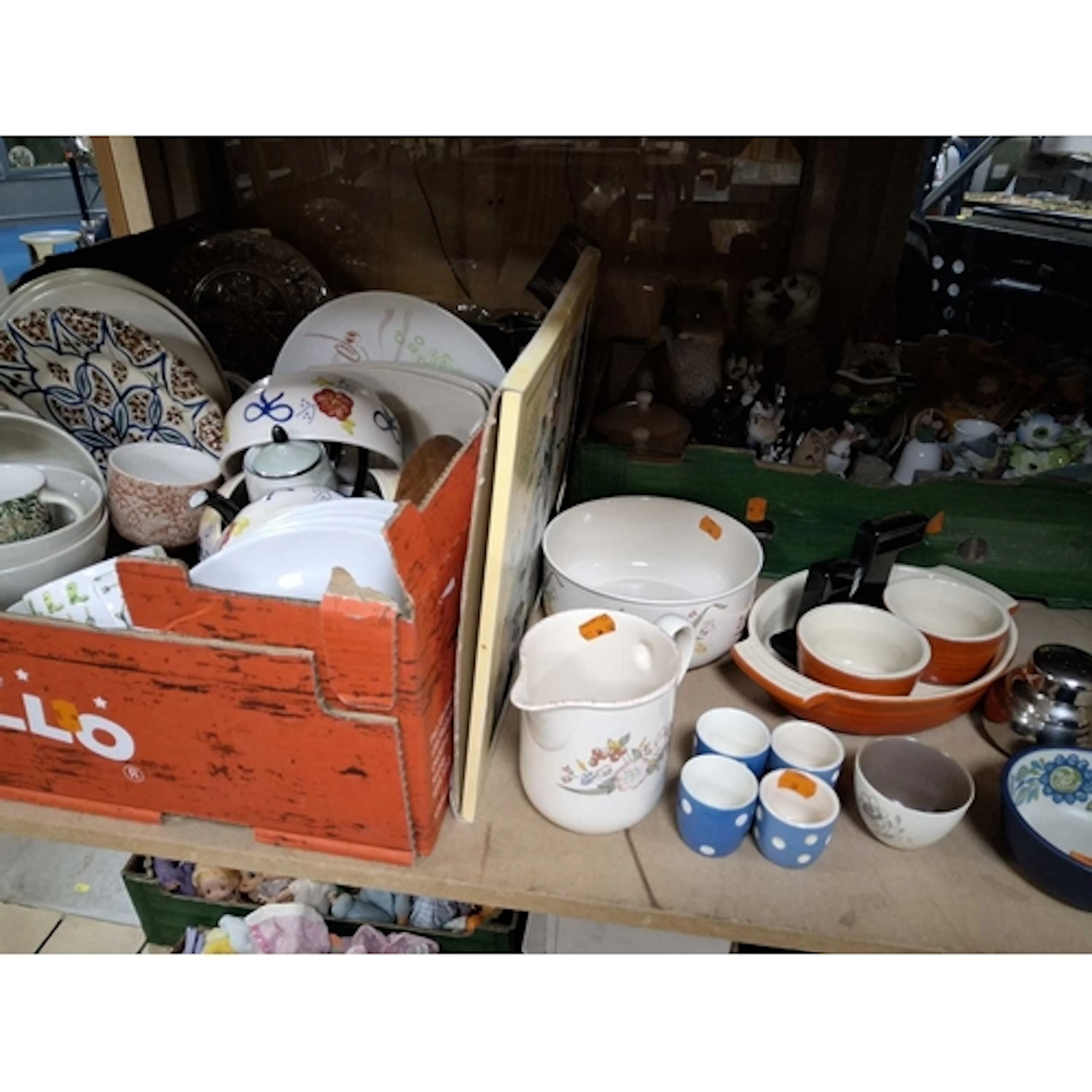 THREE BOXES AND LOOSE OF GENERAL HOUSEHOLD CERAMICS AND GLAS...