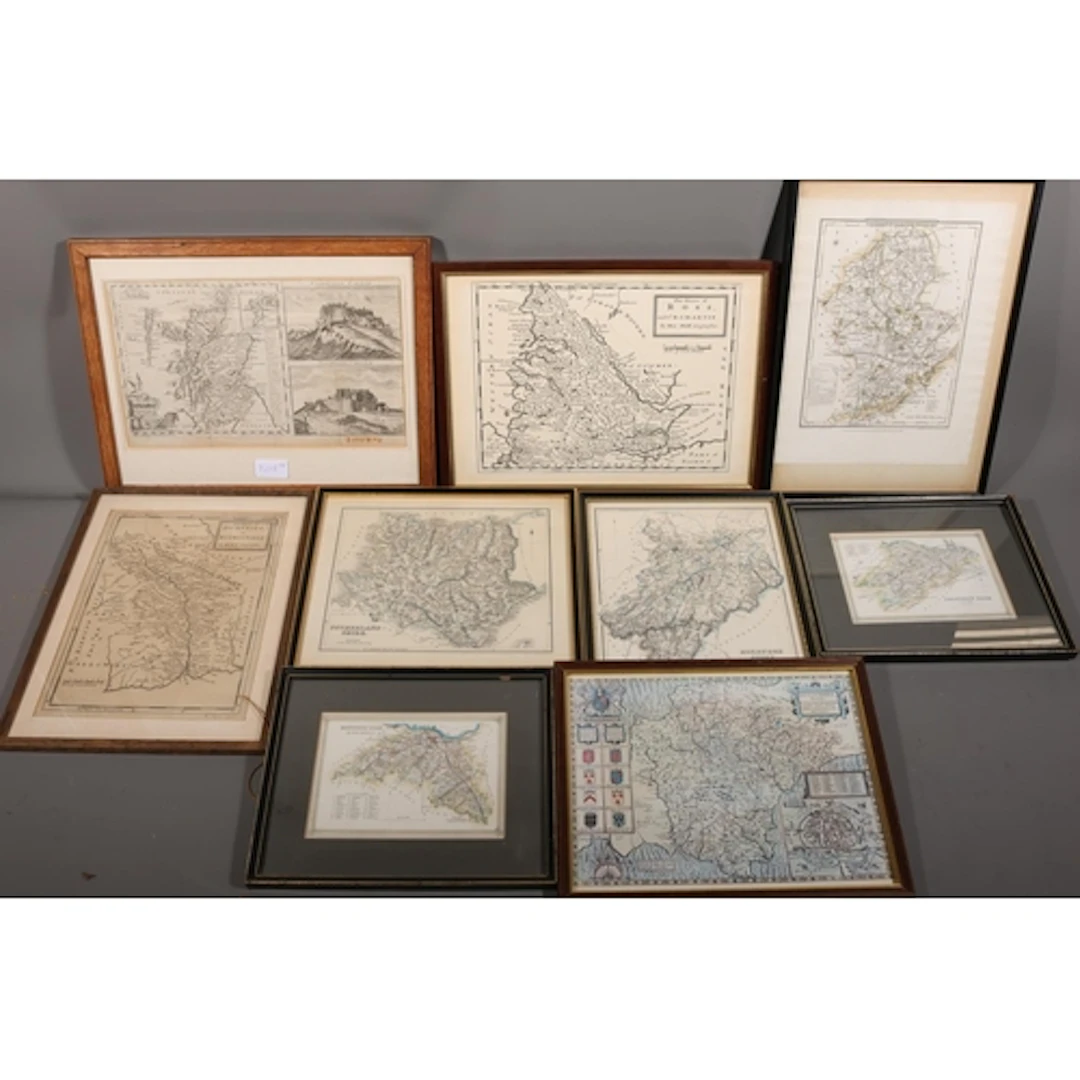 Framed map prints to include Scotland, Ross, Staffordshire, ...