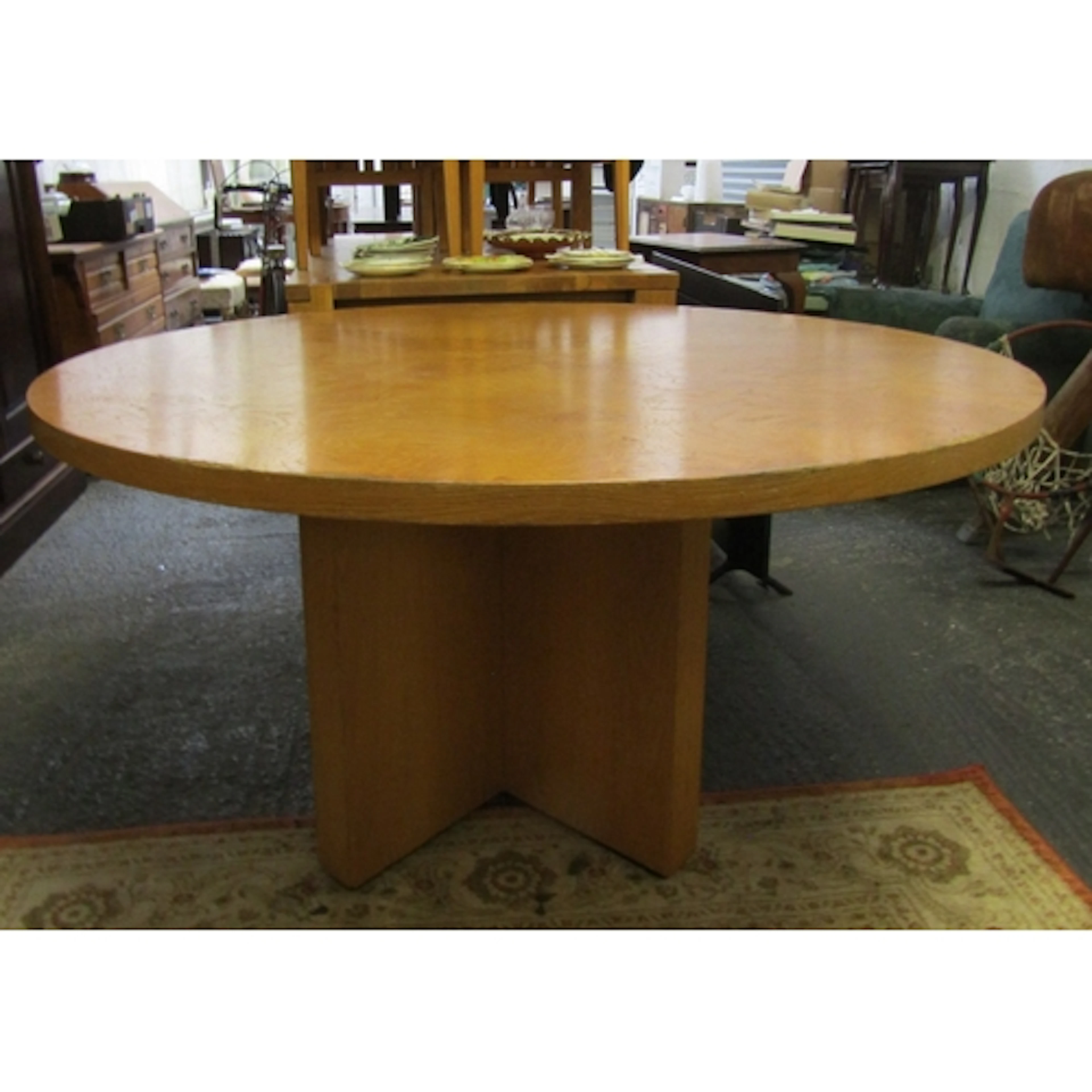 Large Circular Form Maple Table Approximately 5ft Diameter