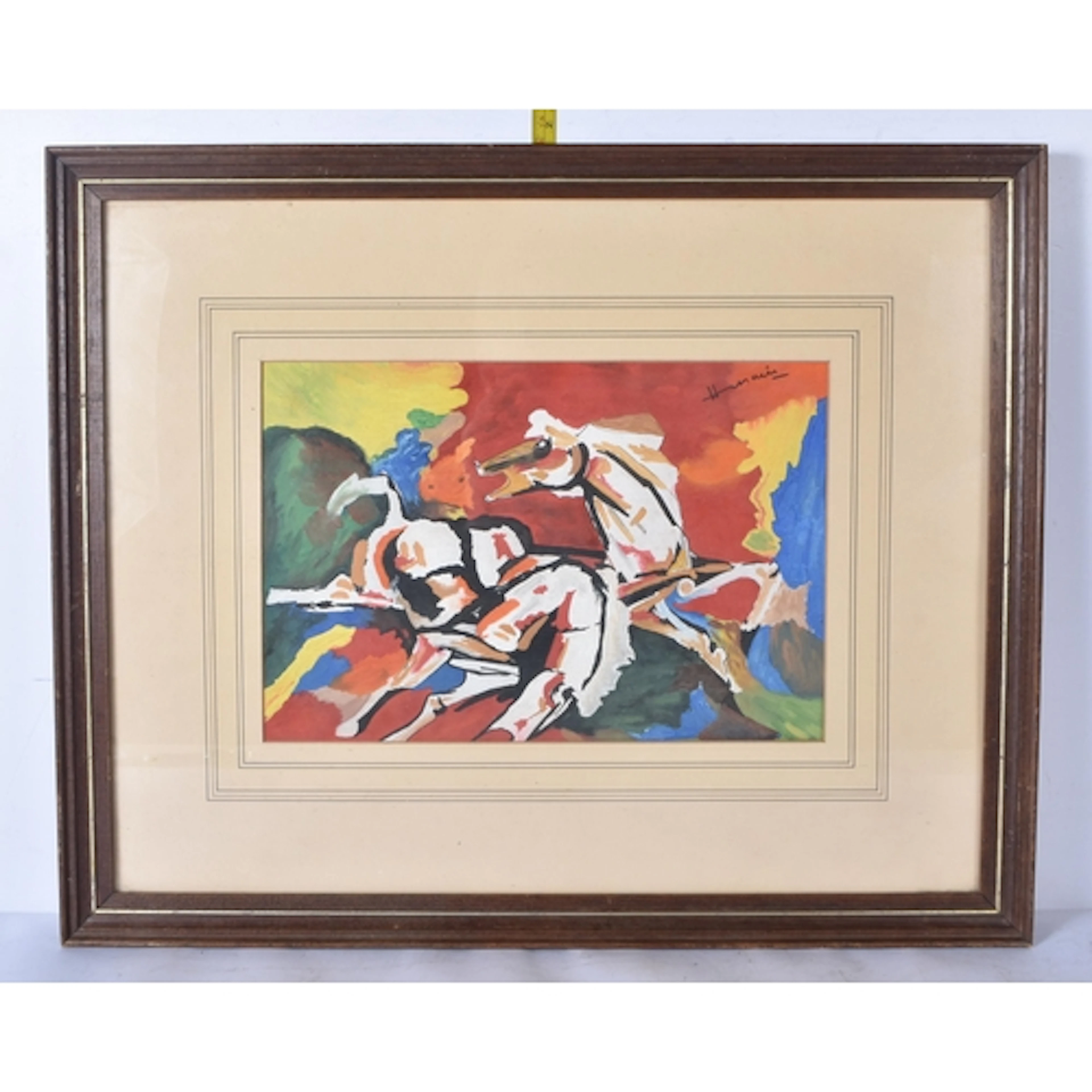 Maqbool Fida Husain (1915-2011) A framed abstract watercolou...