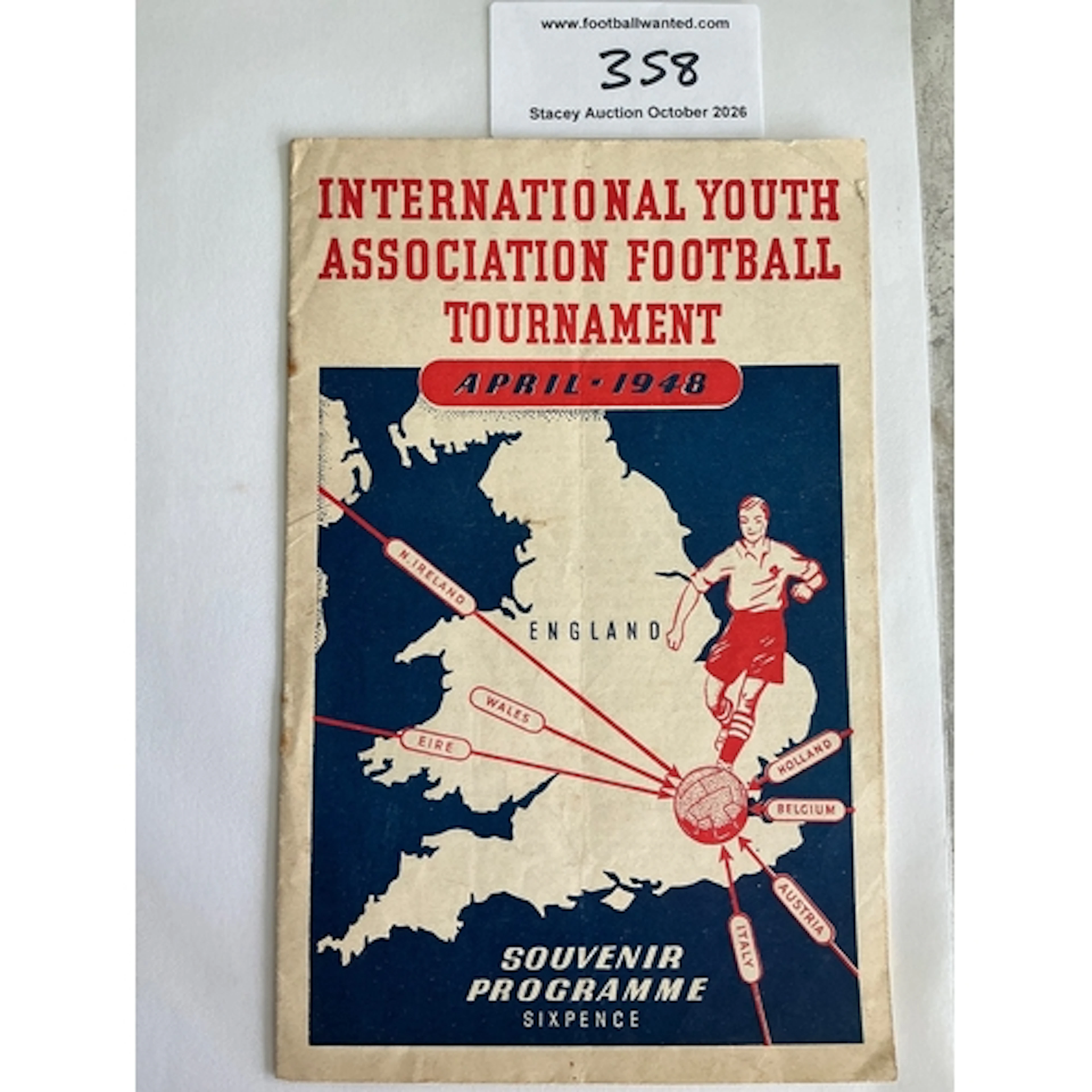 1948 England Youth Tournament Football Programme: Internatio...