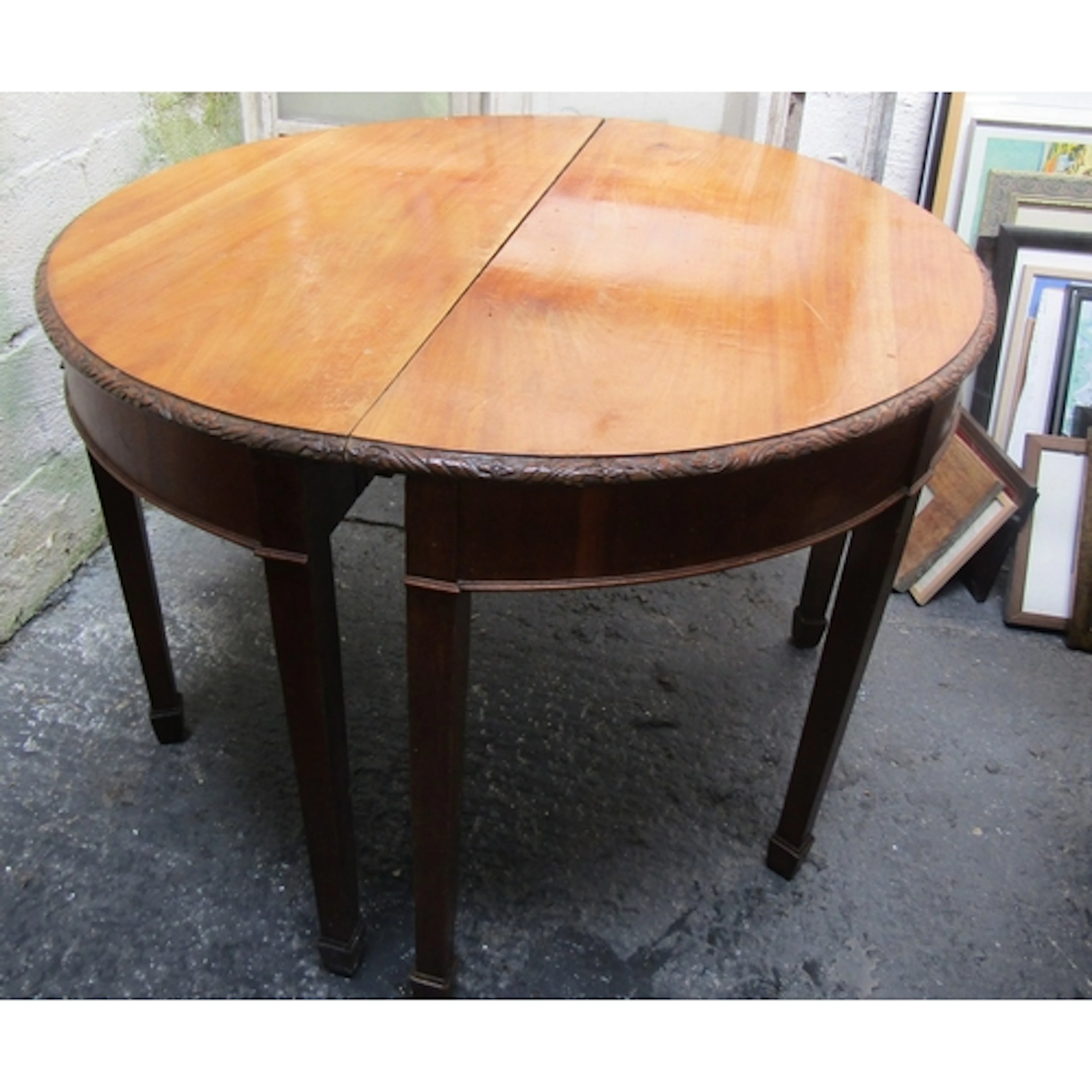 Antique Mahogany Demi Lune Dining Room Table with Additional...