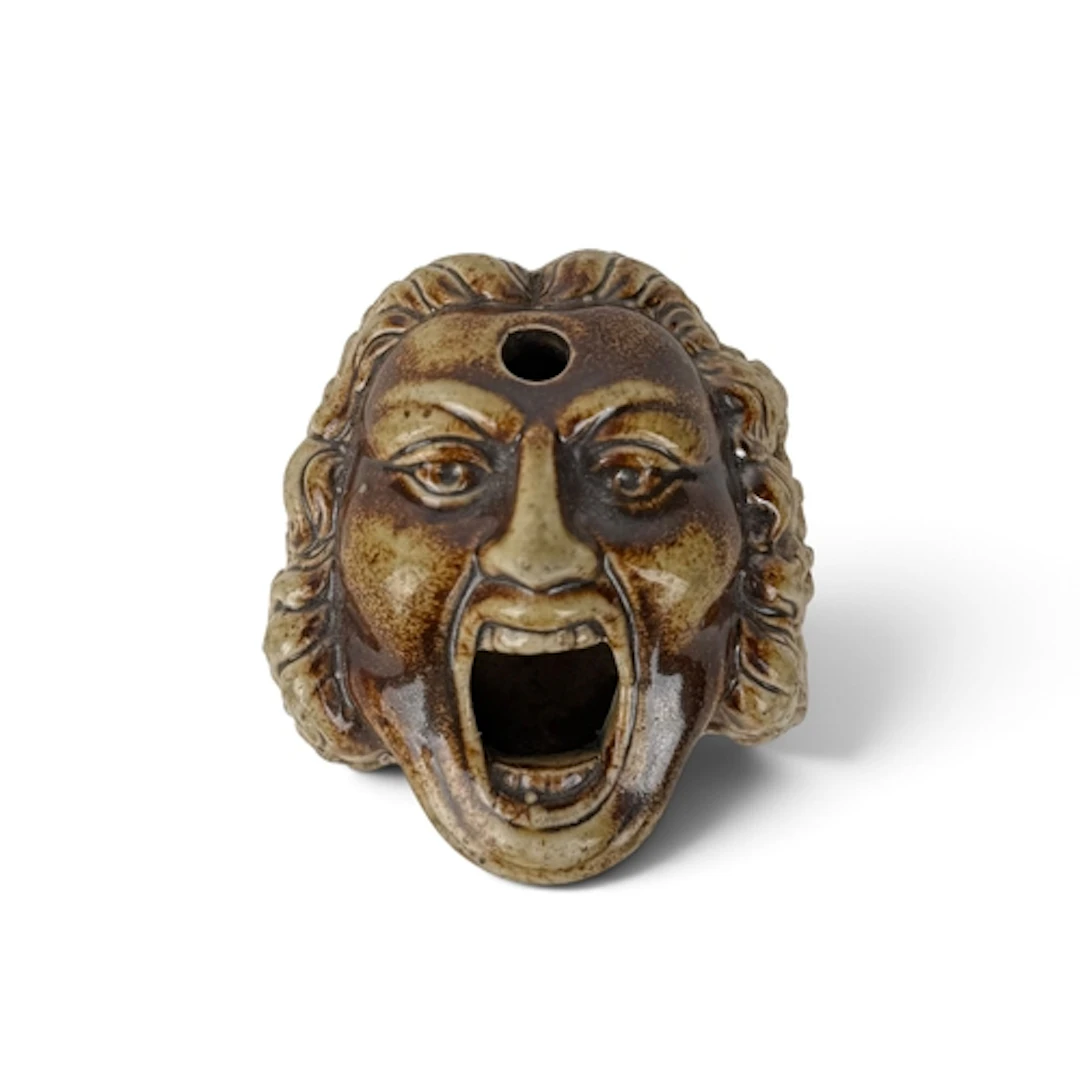 AN ENGLISH 19TH CENTURY SALT-GLAZED NOVELTY INKWELL In the f...