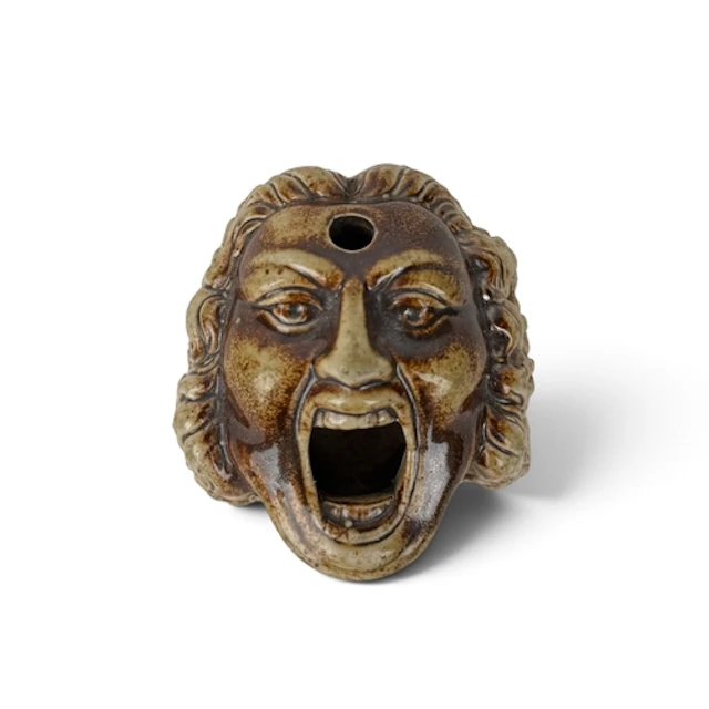 AN ENGLISH 19TH CENTURY SALT-GLAZED NOVELTY INKWELL In the f...