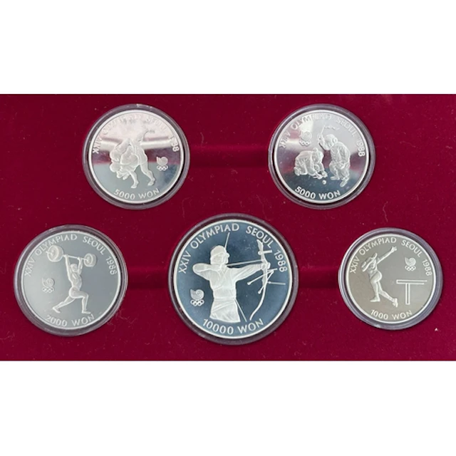 1988 Seoul Olympics Korean five-coin commemorative proof set...