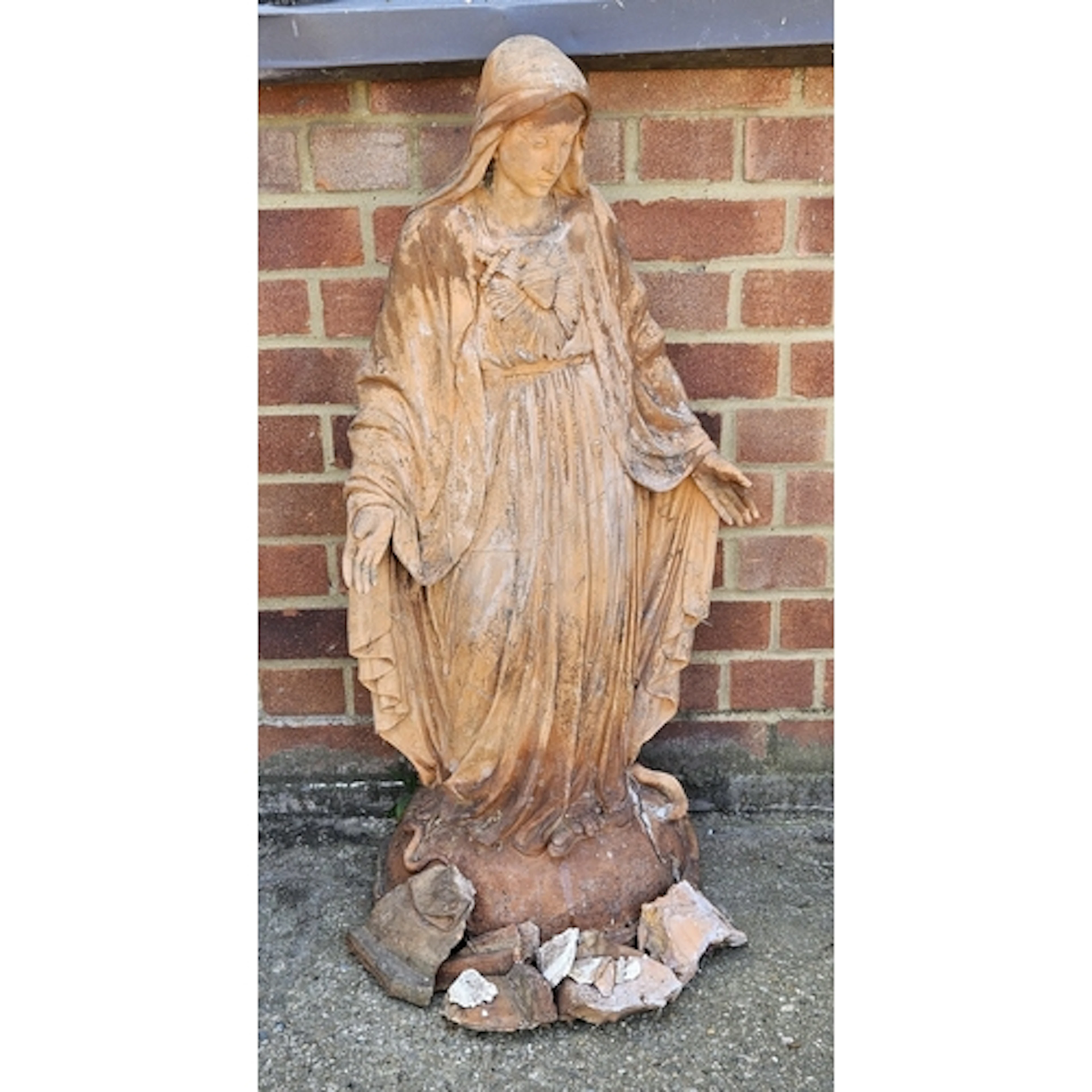 Terracotta Statue Mary Magdalene A/f approx. 90cm H x 43cm W