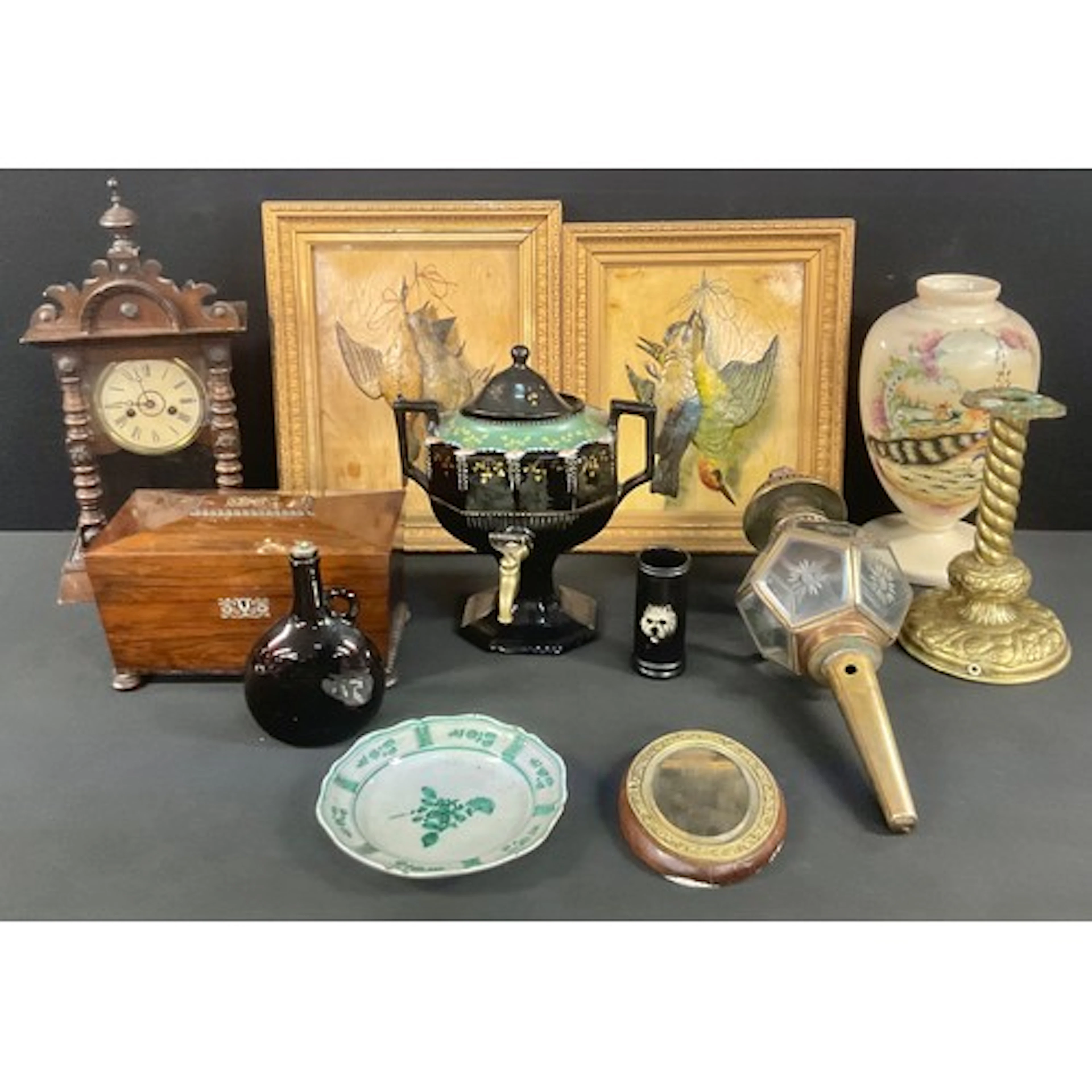 A Victorian rosewood and mother of pearl marquetry sarcophag...