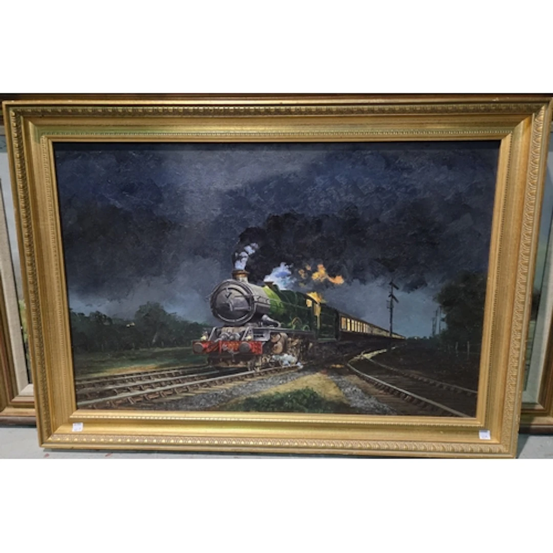 Alan King, 'Knight King', oil on board, 'train at Night', si...