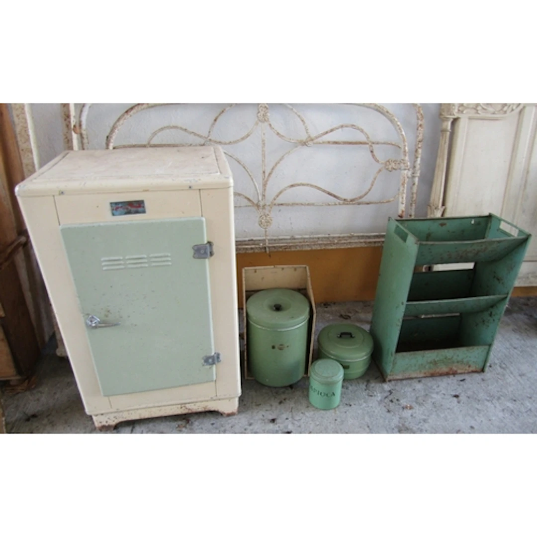 French Larder Tin Form with Single Door and Other Items Five...