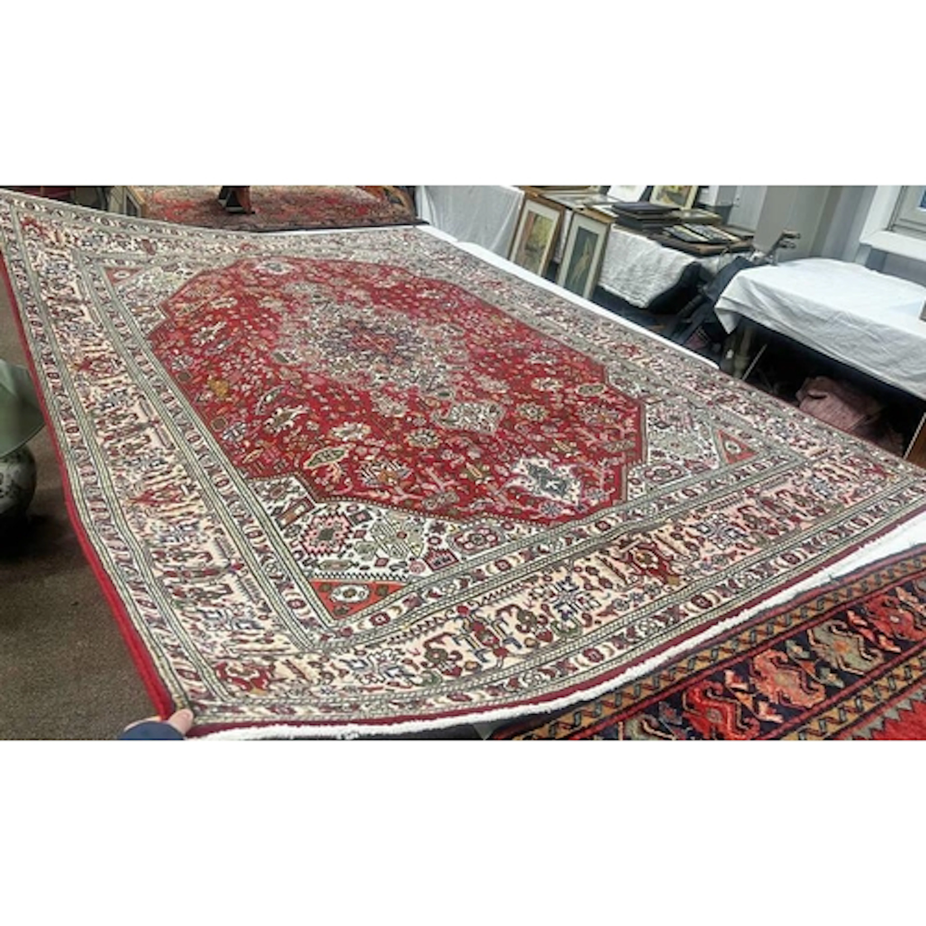 FINE HAND WOVEN FULL WOOL PILE IRANIAN CARPET WITH UNIQUE CO...