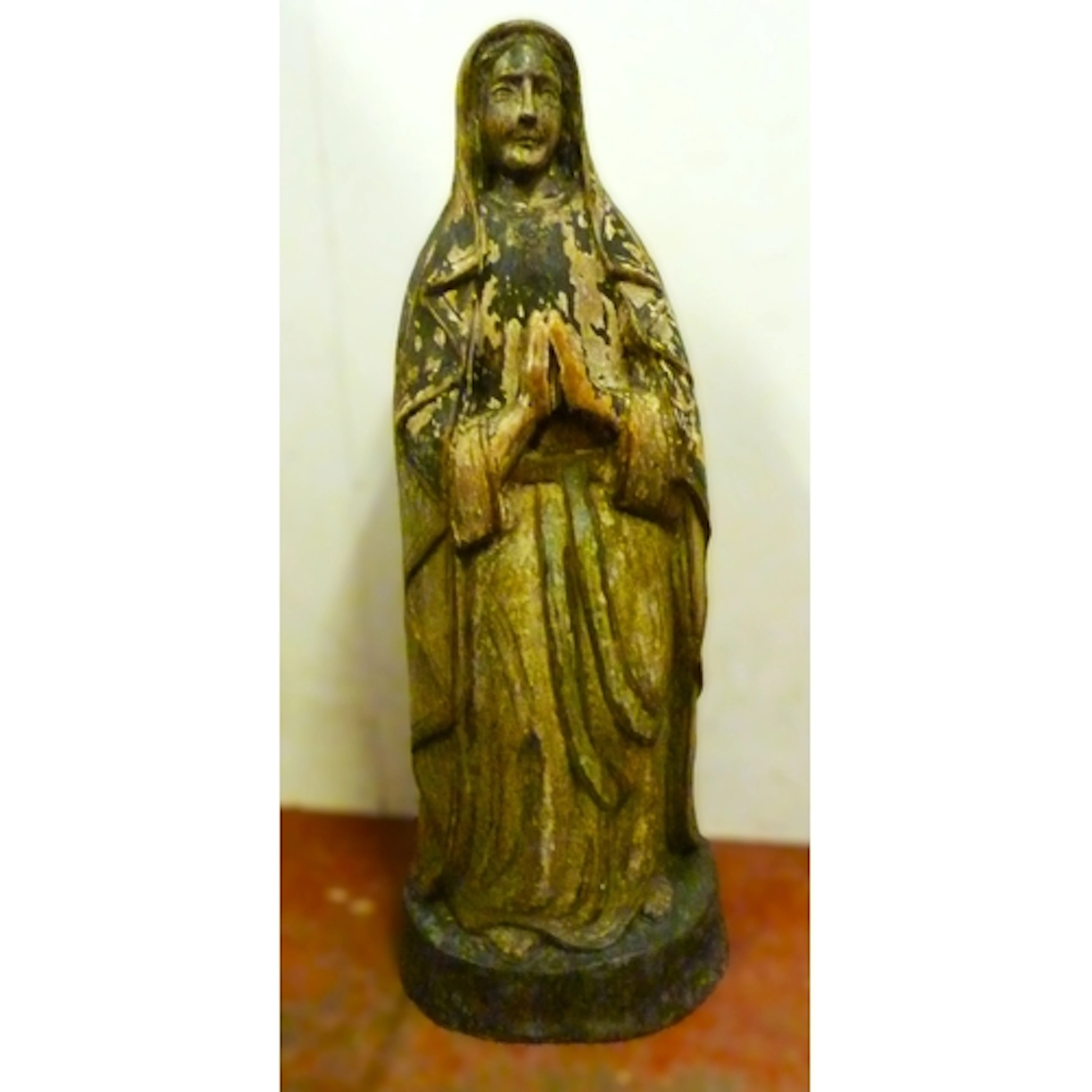 Polychrome on wood carved floor standing sculpture modelled ...