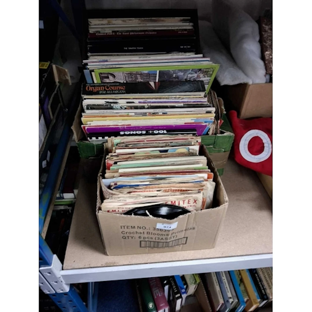 THREE BOXES OF VINYL RECORDS to include 7" singles and album...