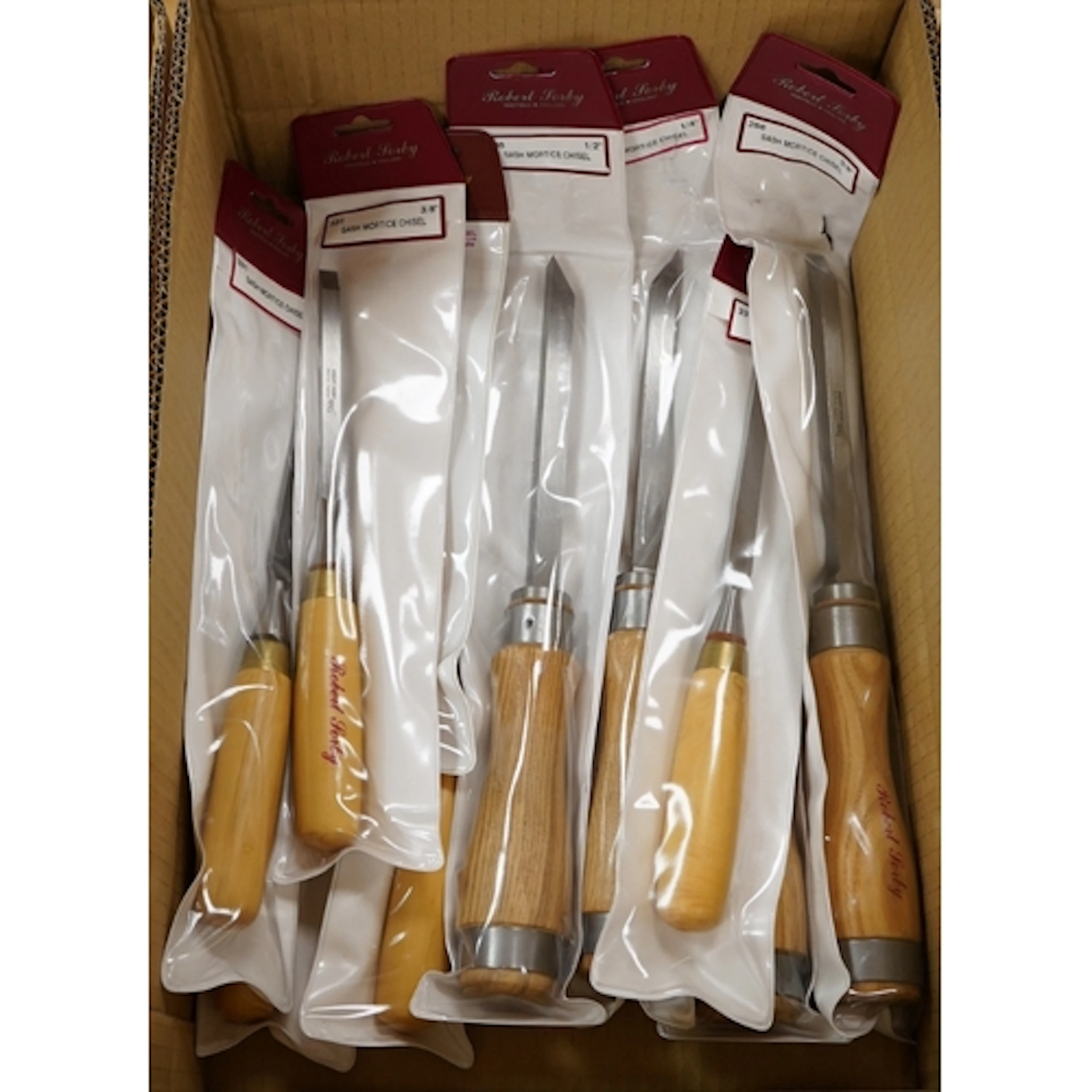 Ten Henry Taylor Tools individually packeted chisels, includ...