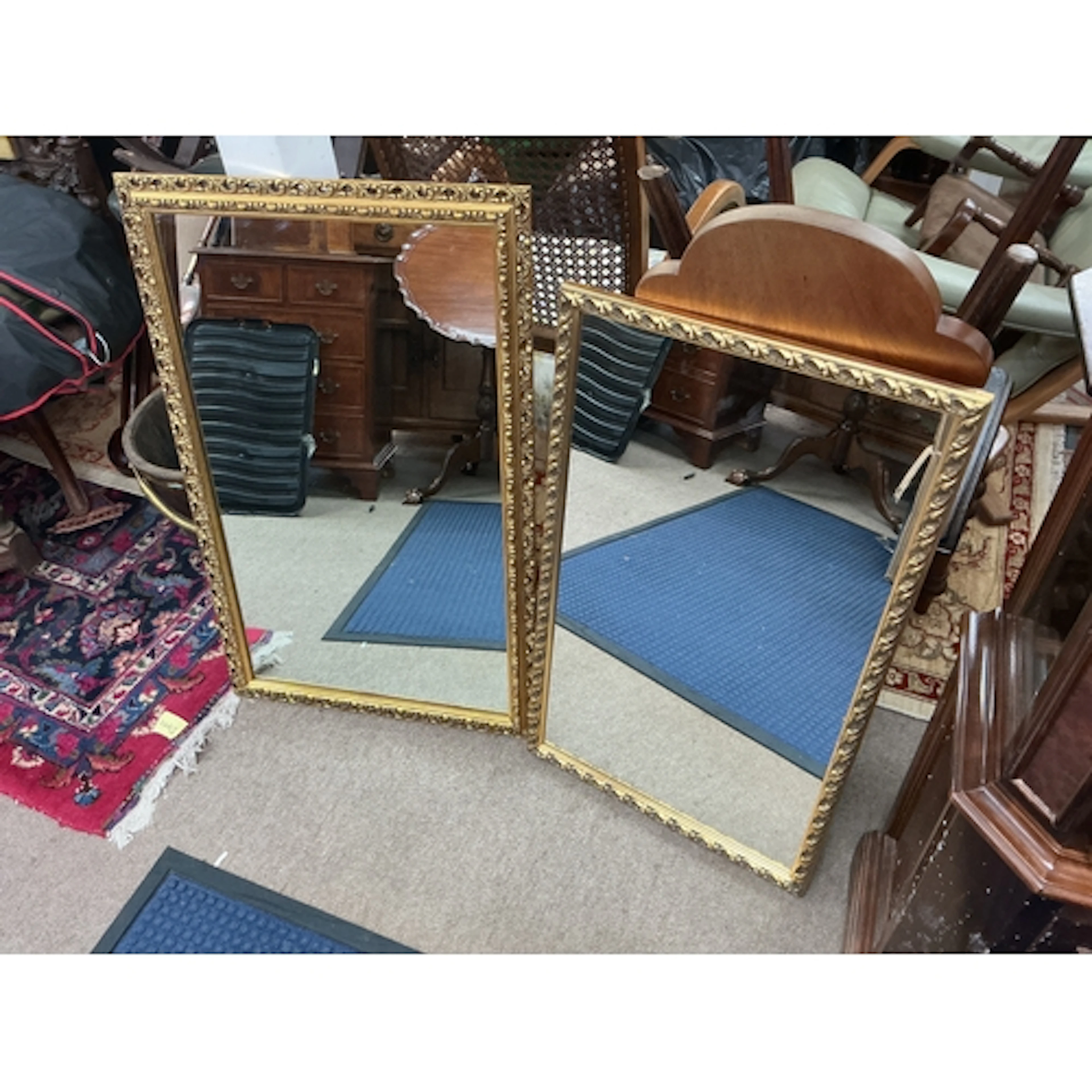 Two gilt framed mirrors 53x84cm and 45x77cm