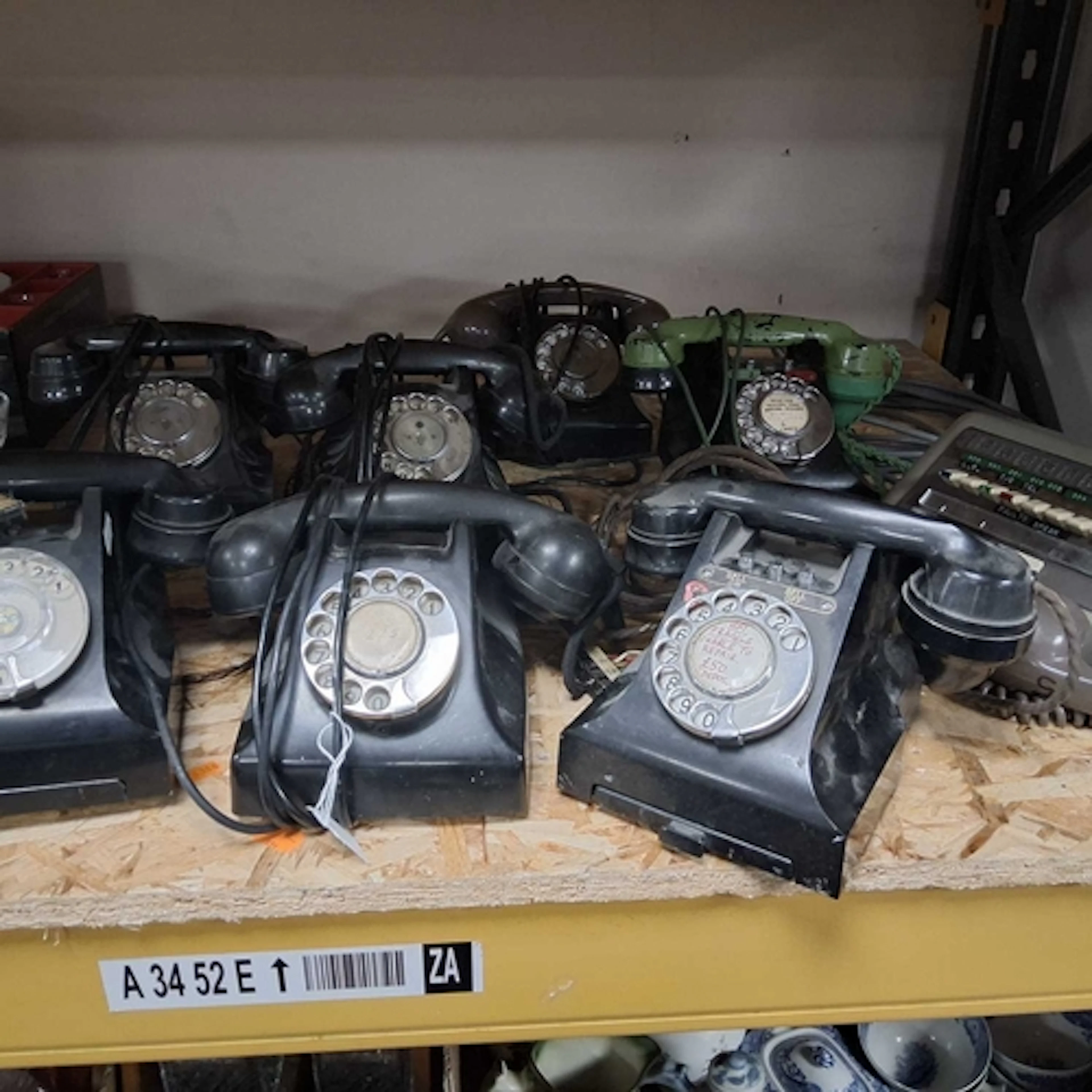 EIGHT VINTAGE BLACK GPO TELEPHONES ETC, all phones fitted wi...