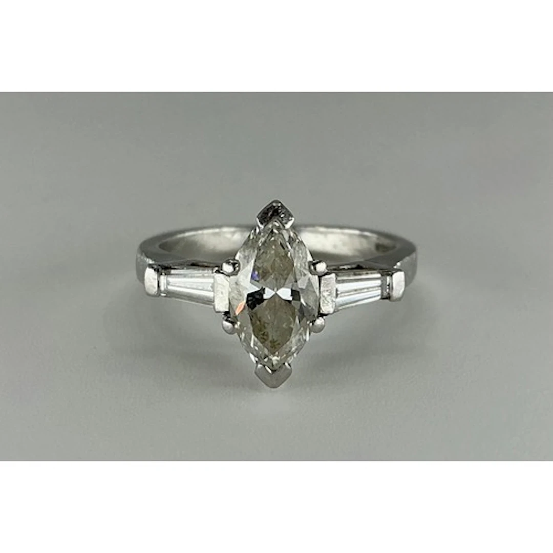 A marquise cut diamond solitaire ring, Gia certified marquis...