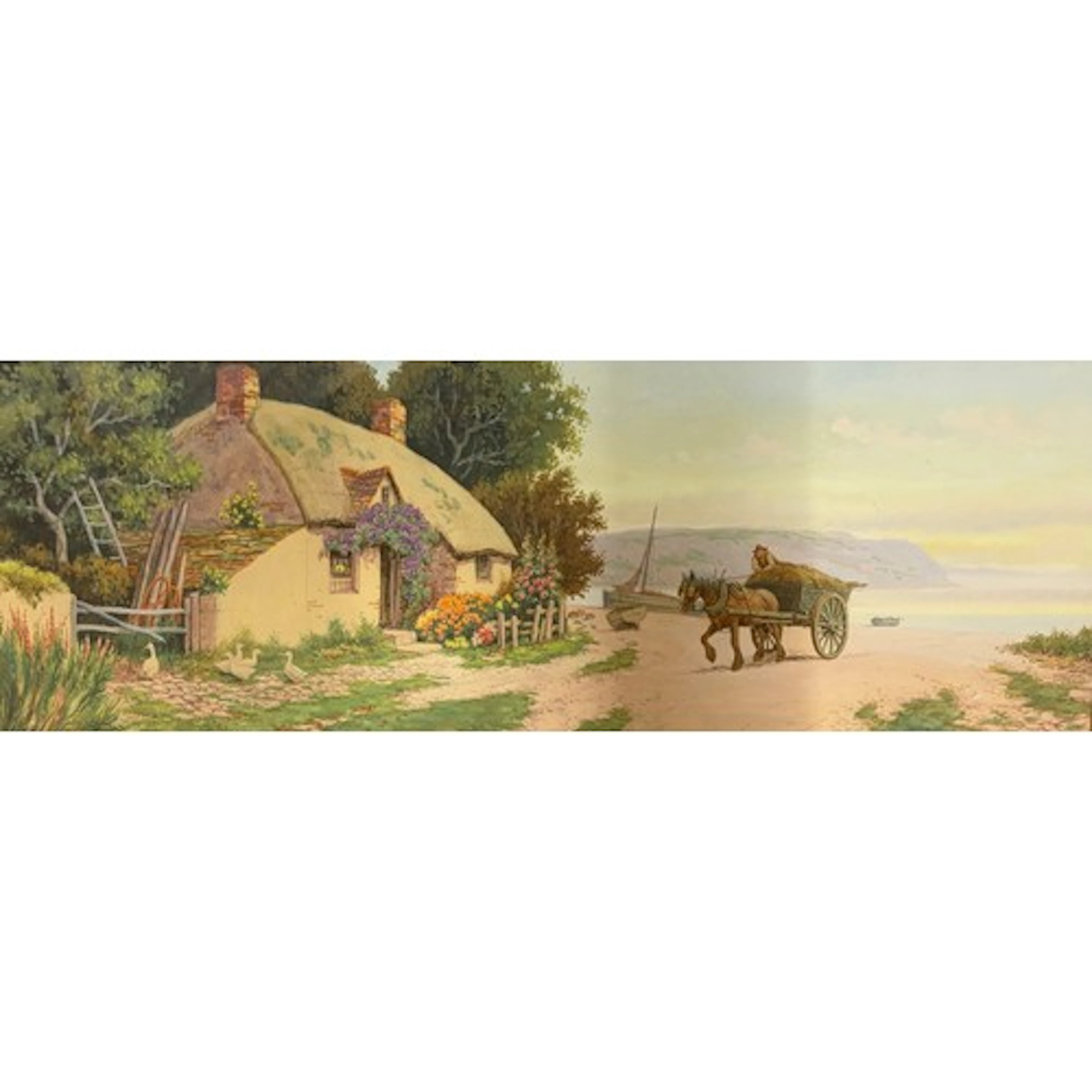 Graham Stuart : A glazed watercolour entitled 'The Last Load...