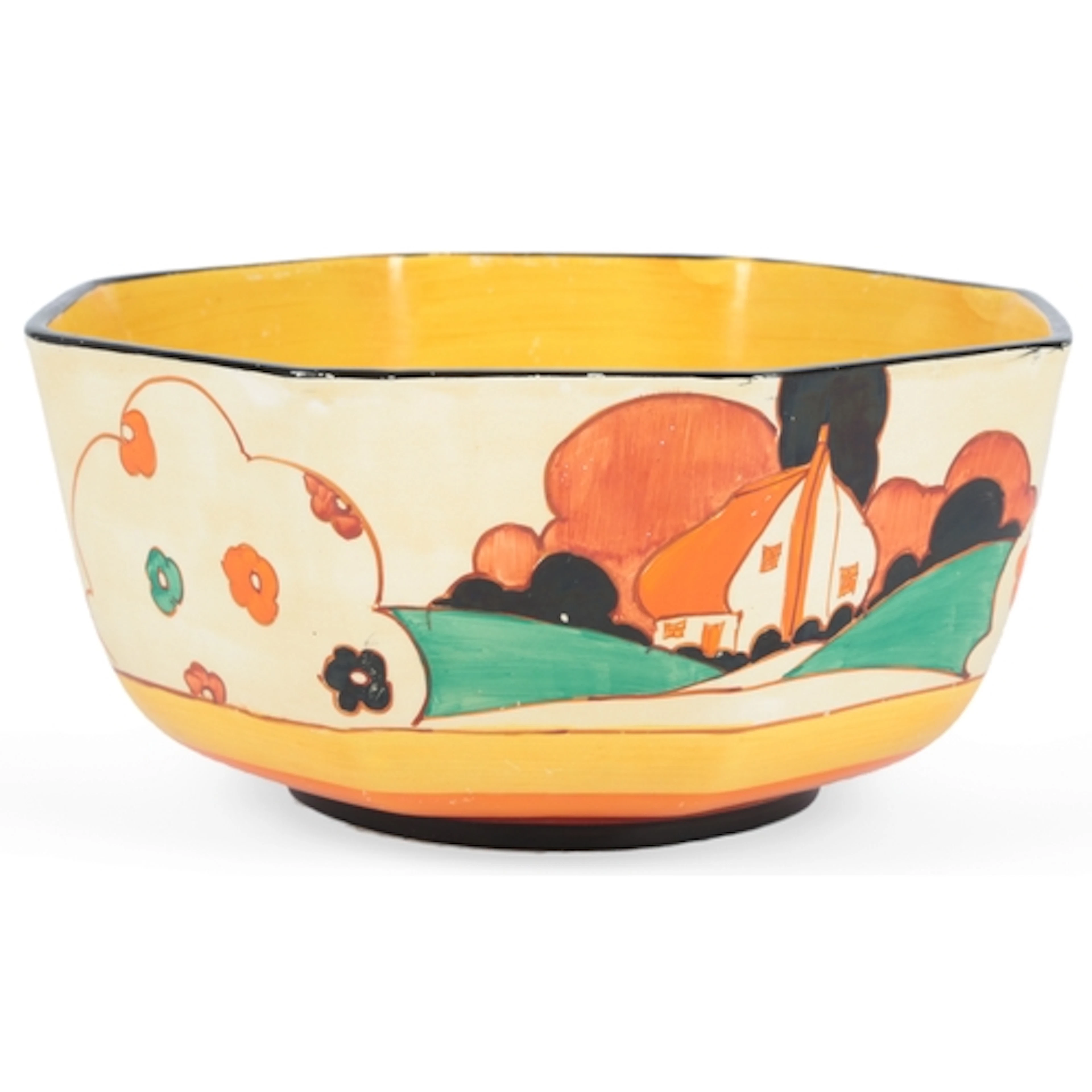 Clarice Cliff (1899-1972): A 'Farmhouse' octagonal bowl, the...