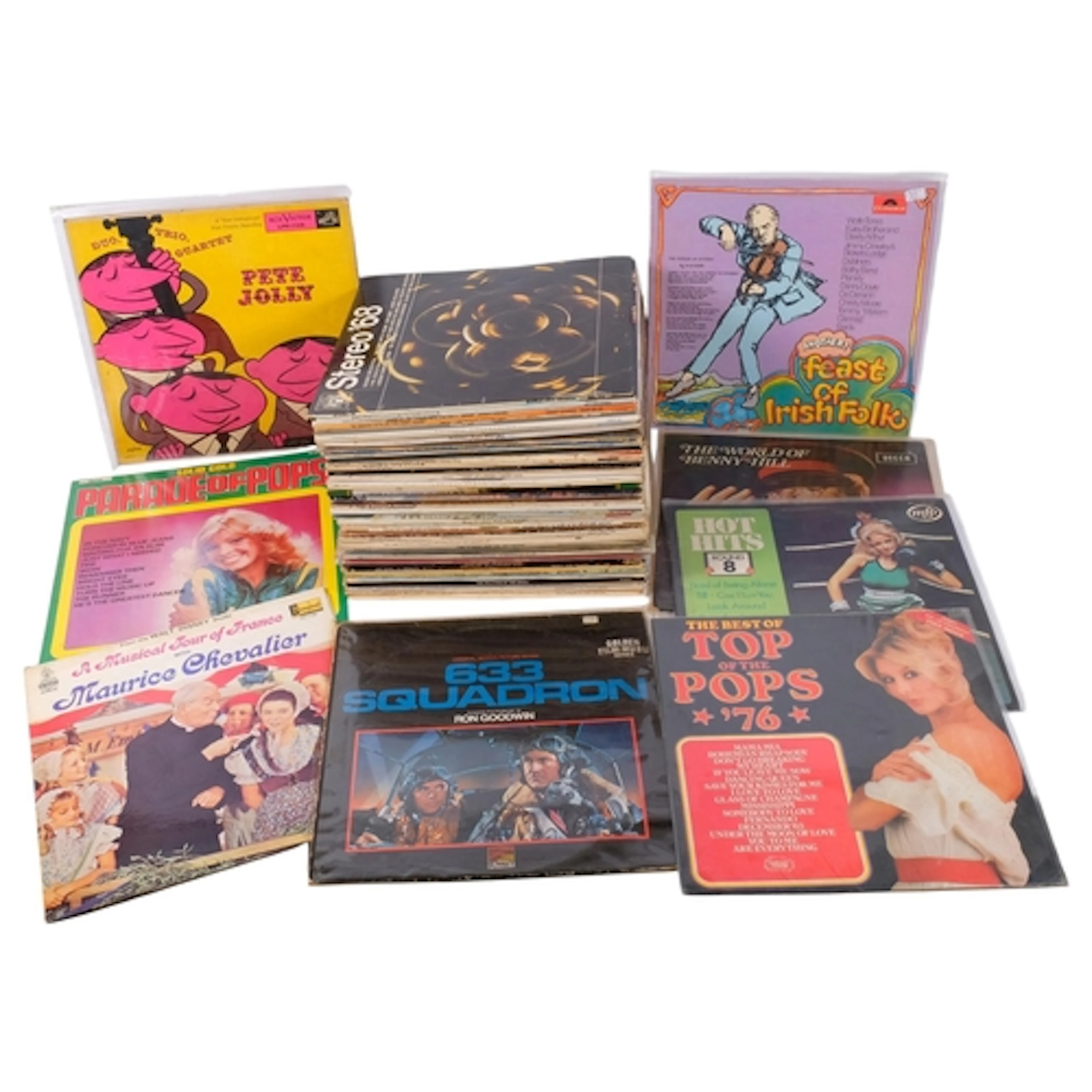 A large collection of vinyl albums, including Josh White, fi...