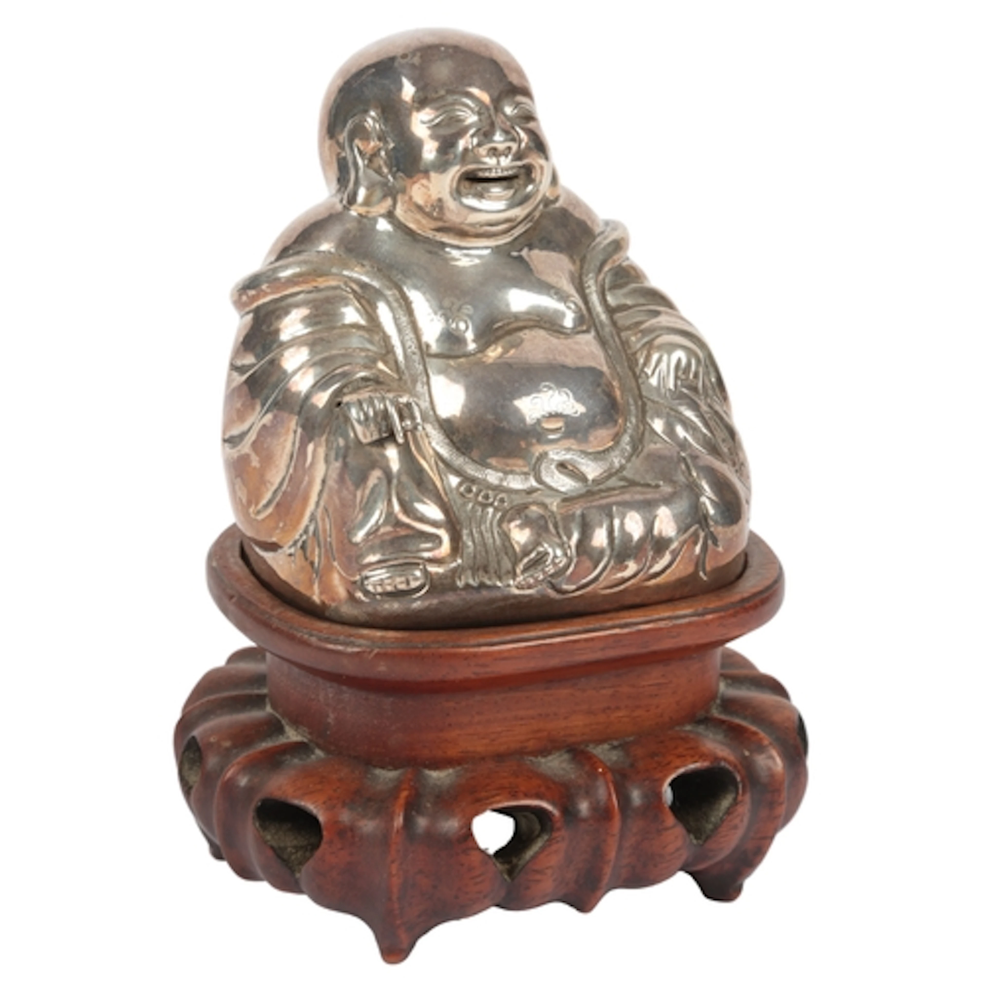 A Chinese silver model of a seated Budai, early 20th century...