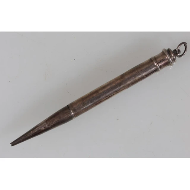 Silver propelling pencil, 10cm long.