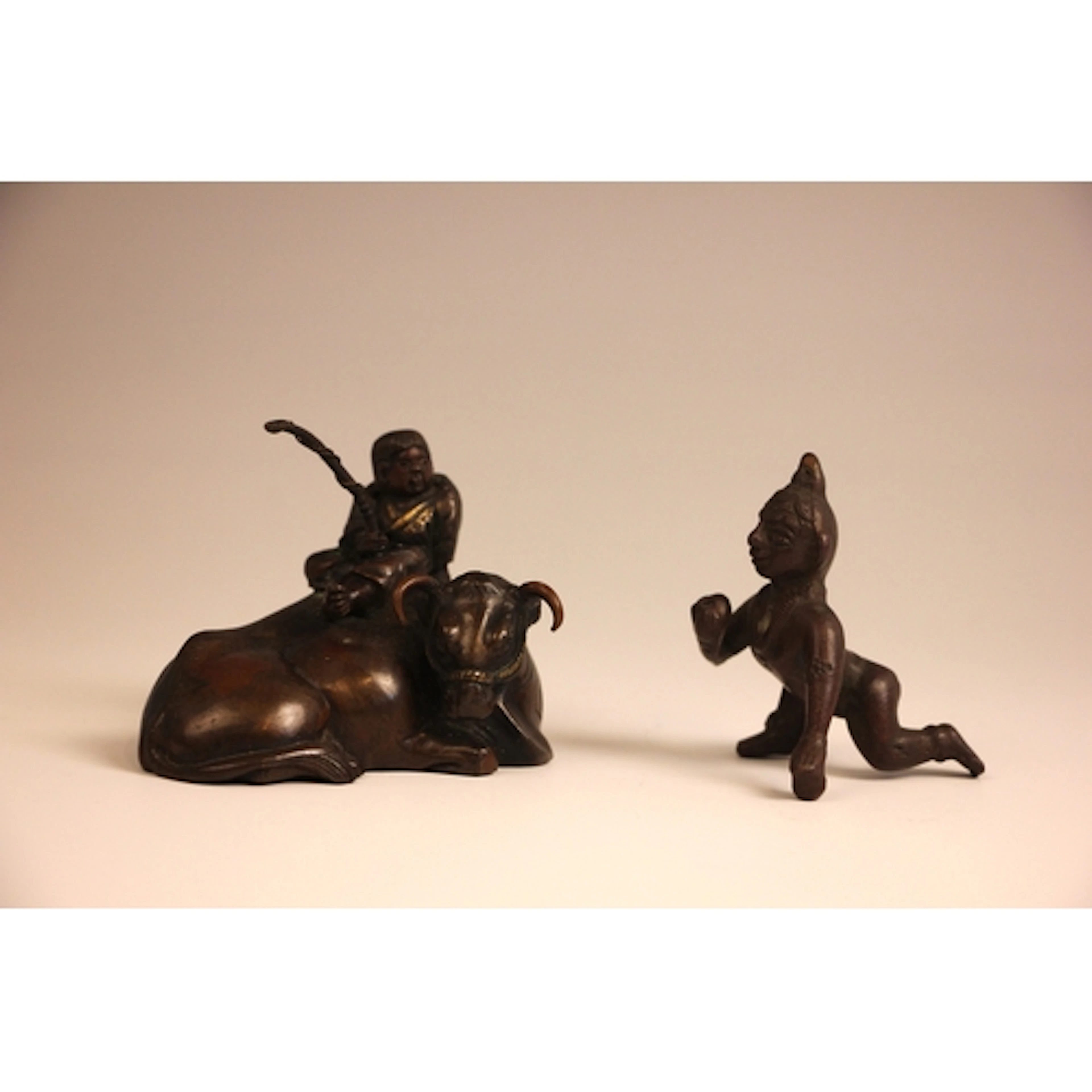 A Chinese bronze Boy and Buffalo group, 19th century, with p...