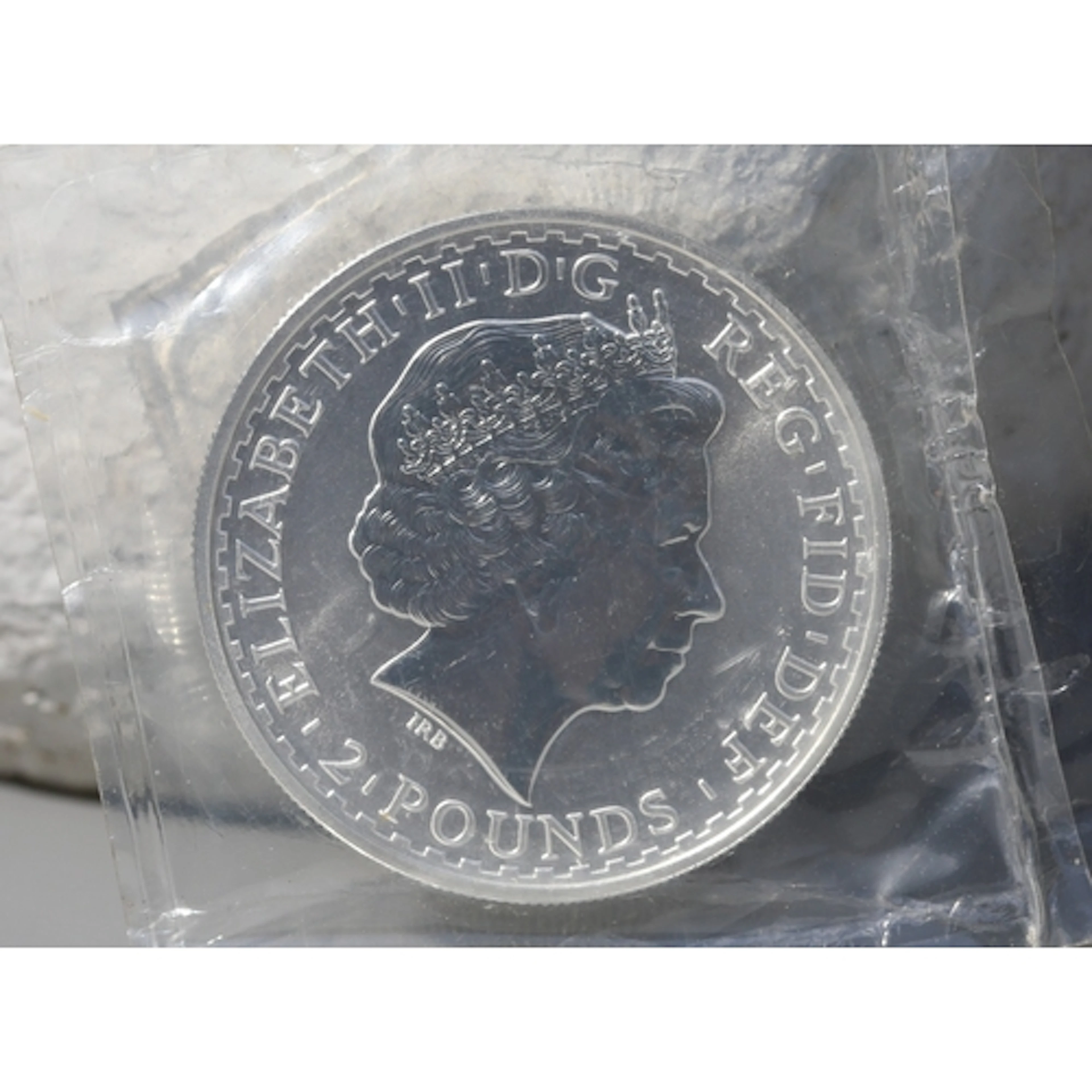 One Ounce Fine 999.9 Silver 2 Pound Coin, Queen Elizabeth II...