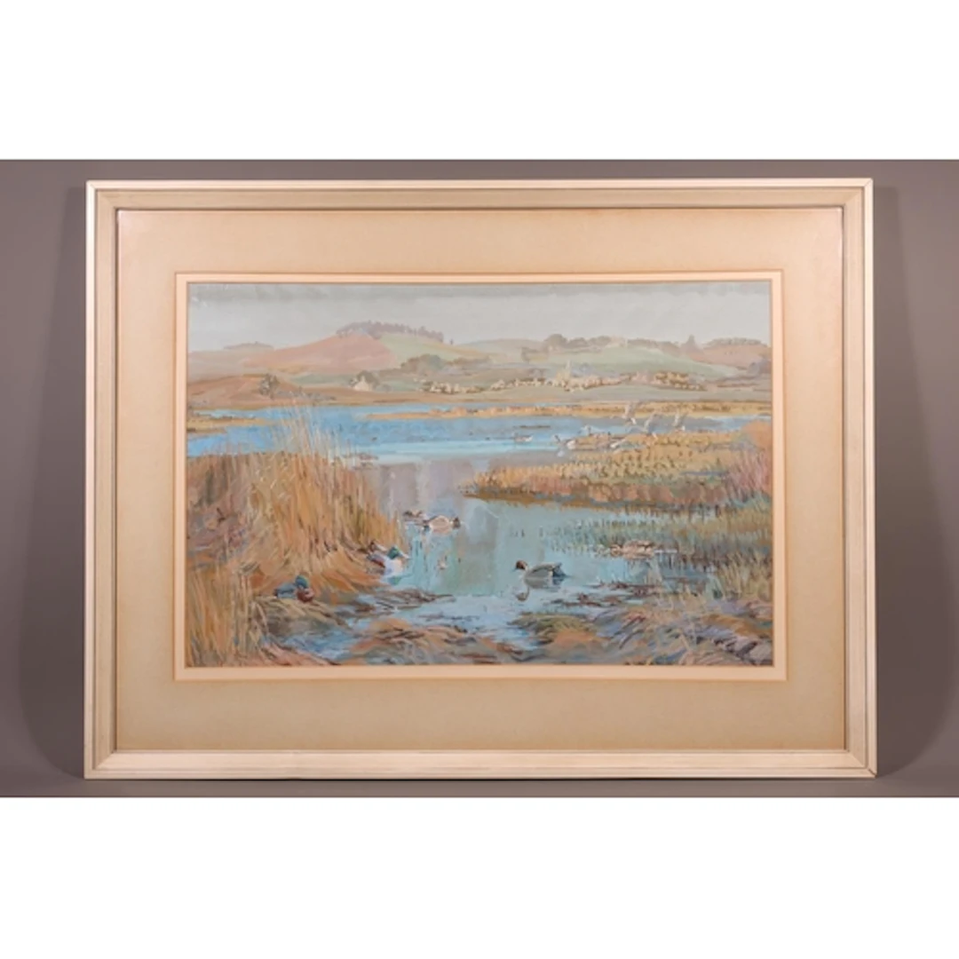 DONALD WATSON (Scottish, 1918-2005), Wildfowl on Loch Ken in...