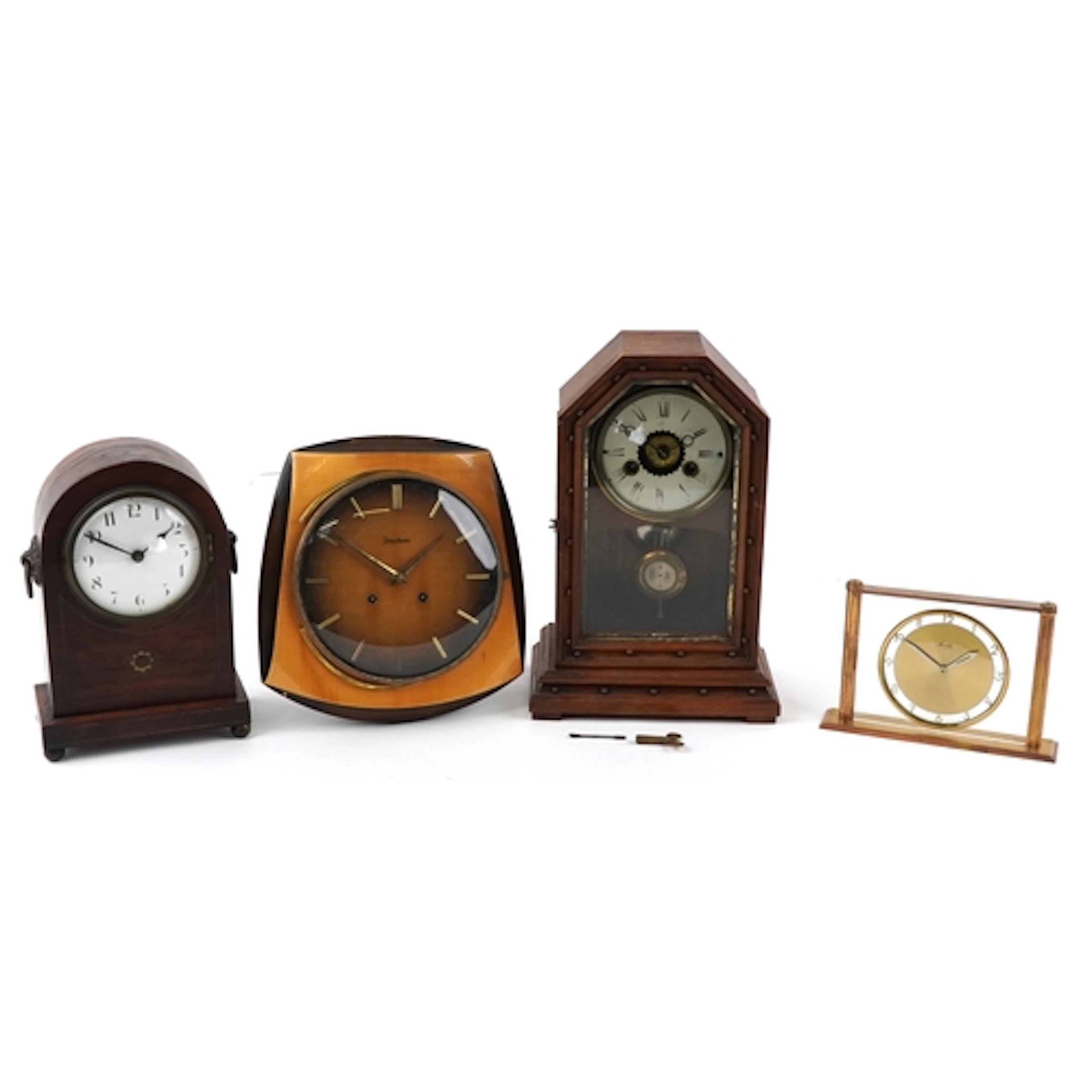 Four vintage and later clocks including an Art Deco Junghans...