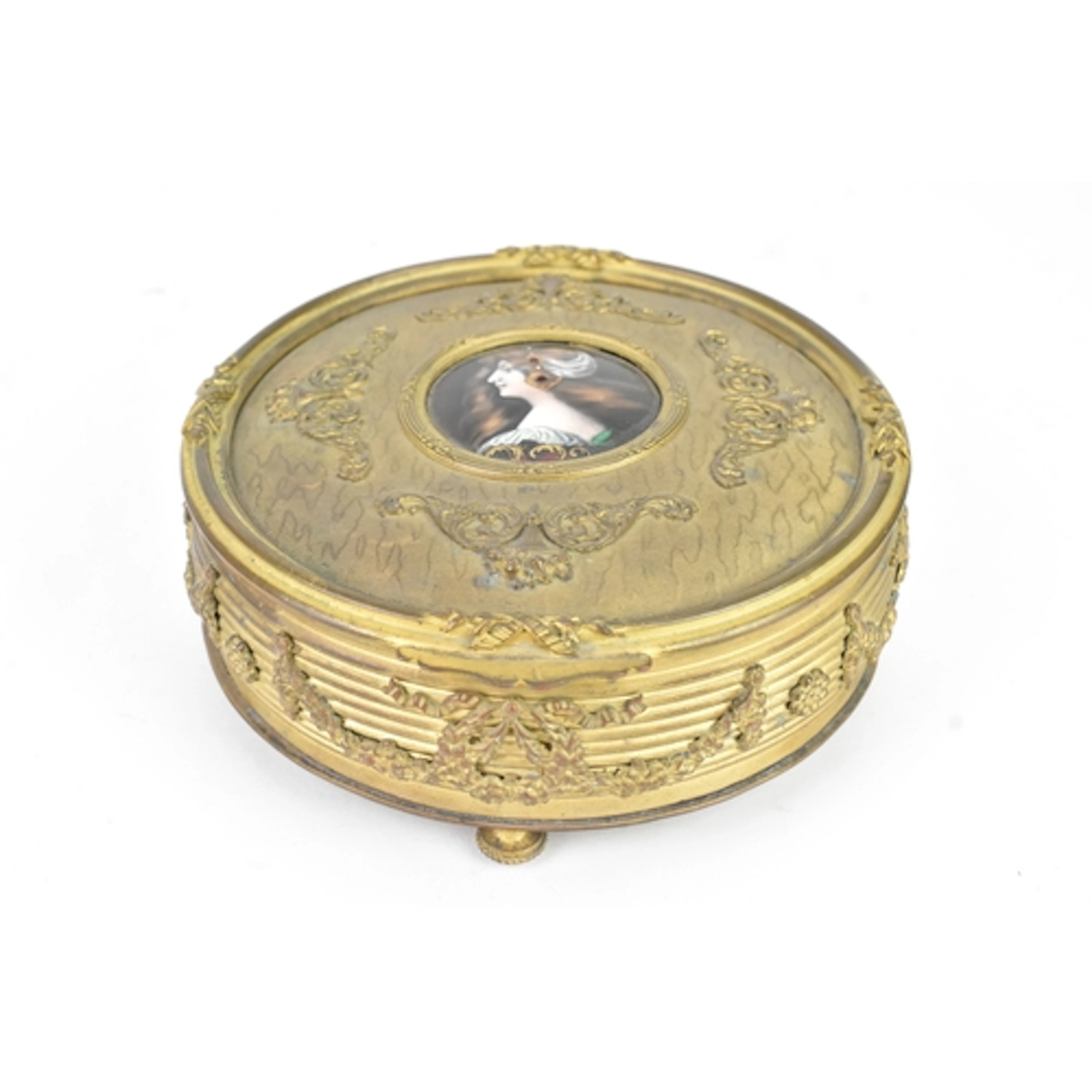 An early 20th century French gilt metal jewellery casket, of...