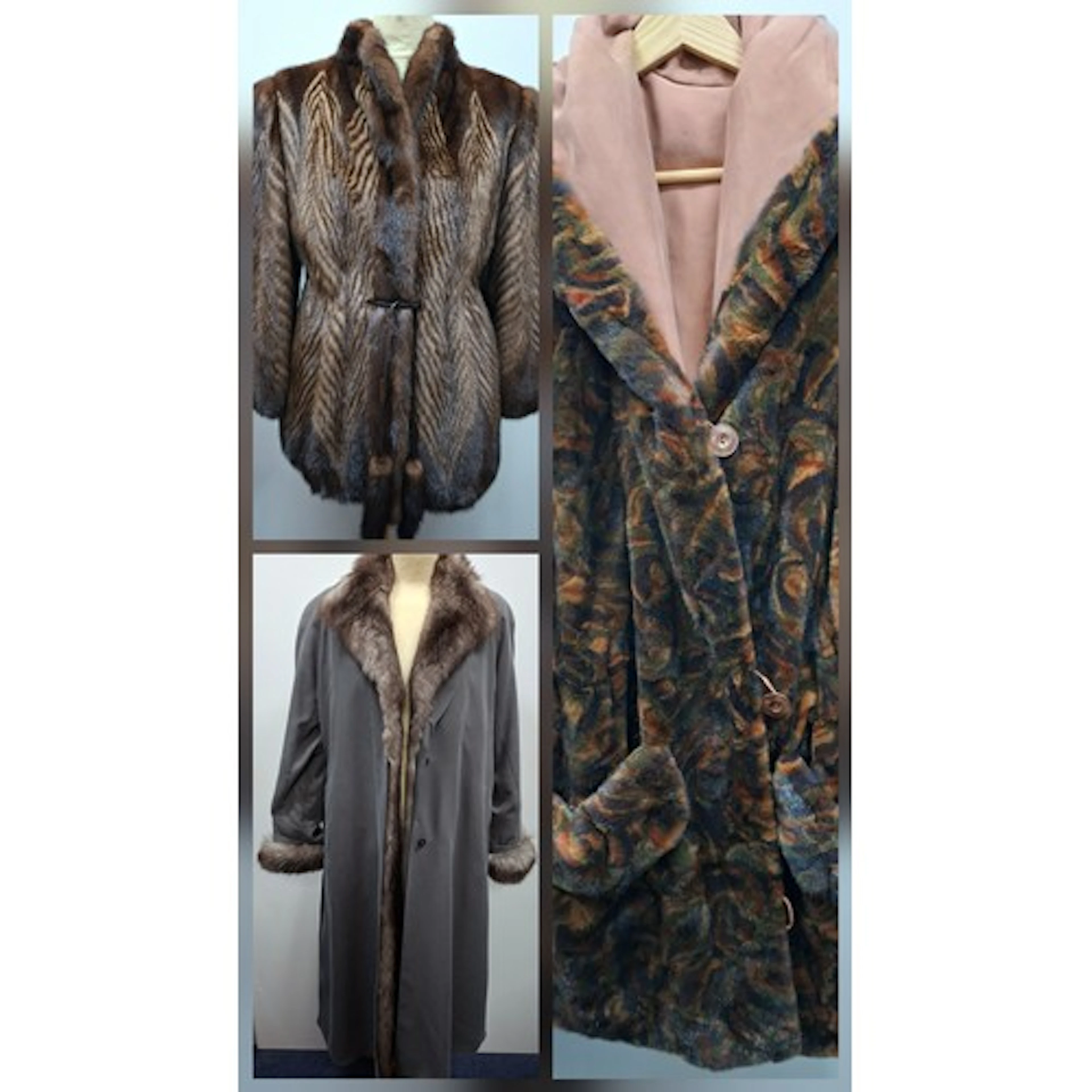 Three ladies coats comprising a 1980's herringbone patterned...