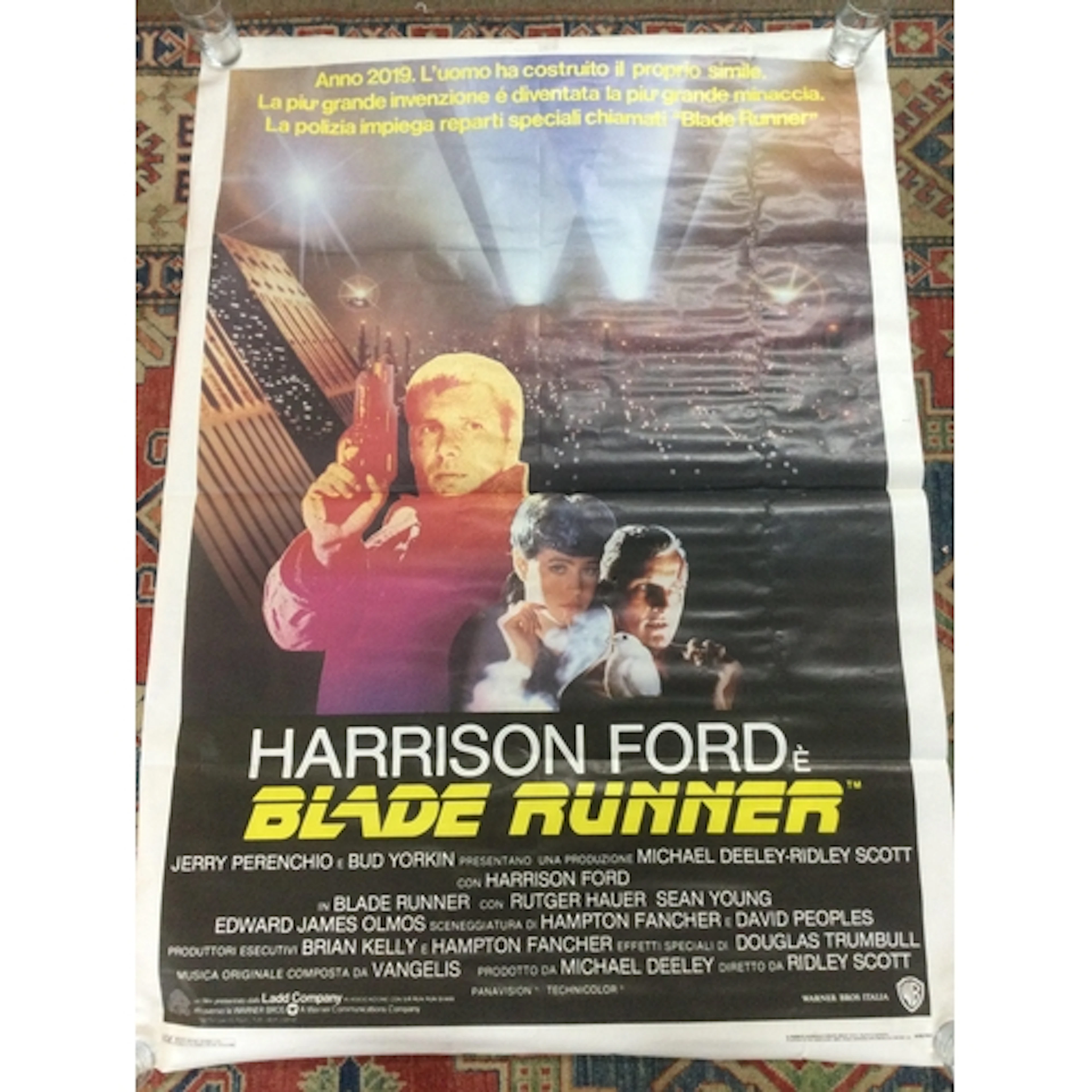 An Italian film poster for Bladerunner, rolled but has been ...