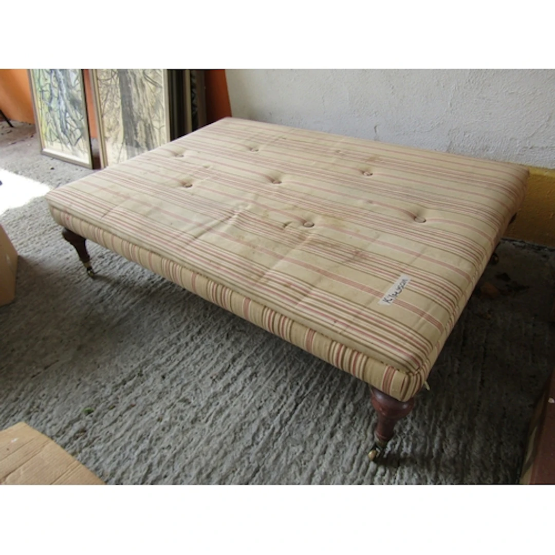 Antique Large Form Footstool Turned Mahogany Supports Brass ...