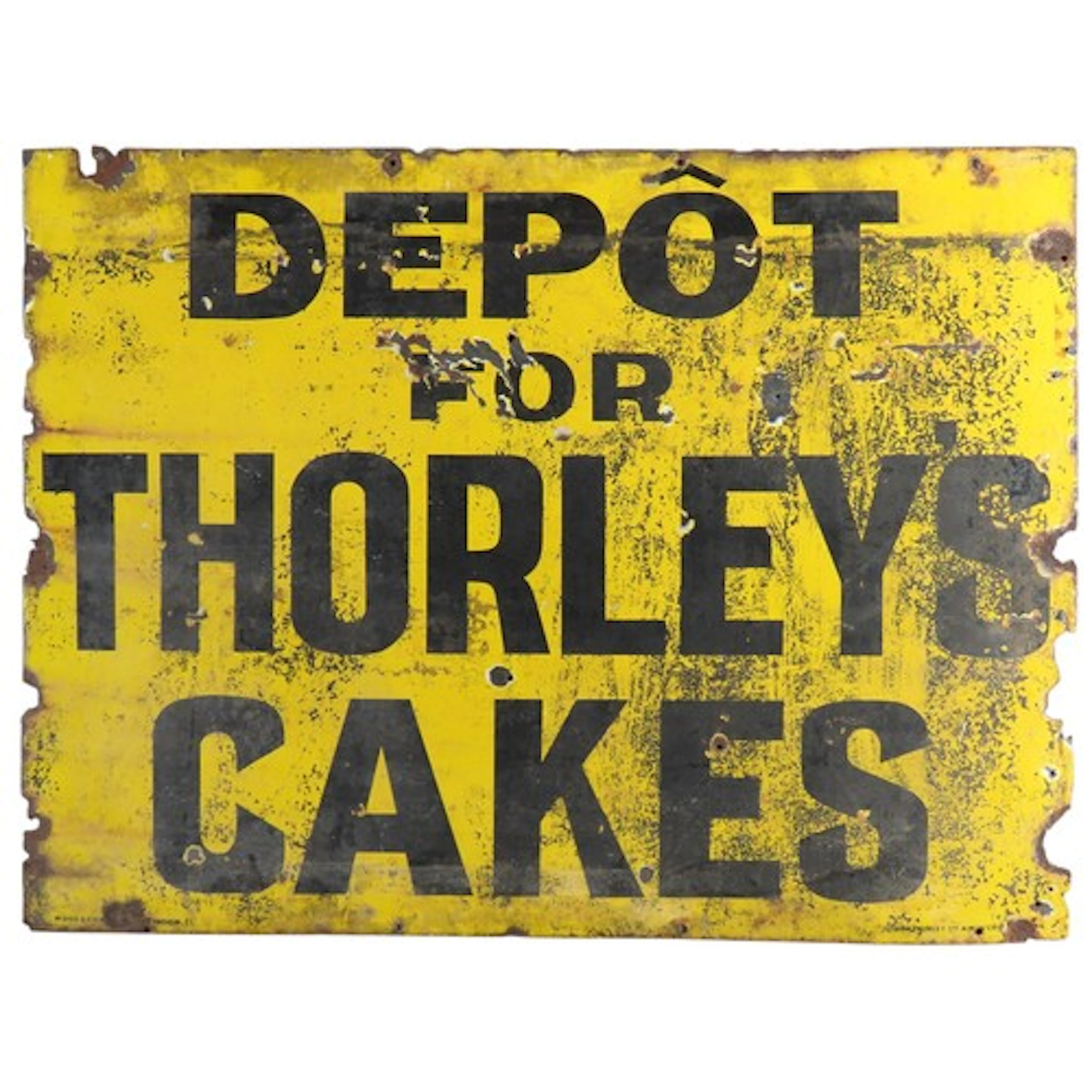 A VINTAGE ENAMELED ADVERTISING SIGN inscribed 'Depot for Tho...