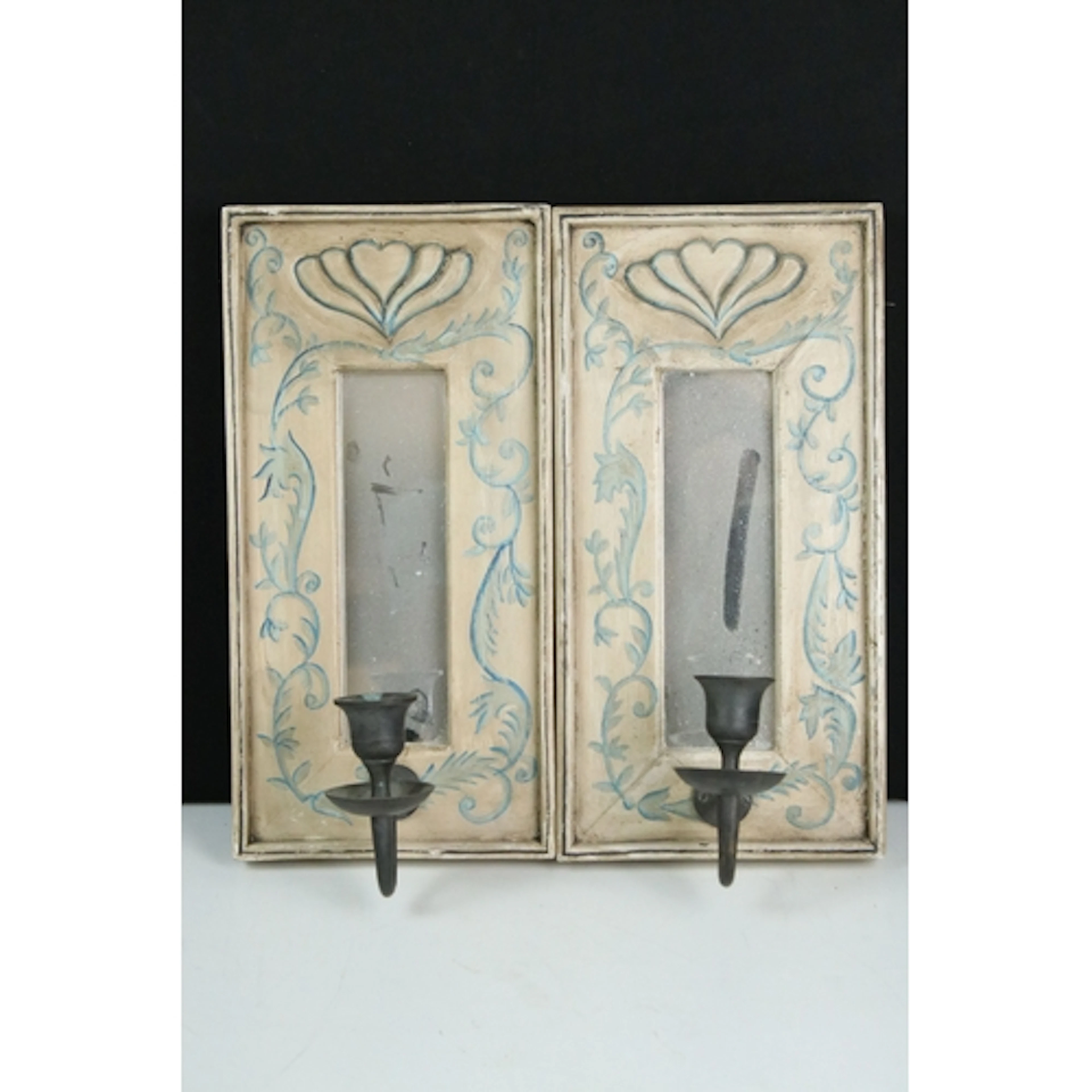 Pair of 20th century wall-hanging mirrors having wooden fram...