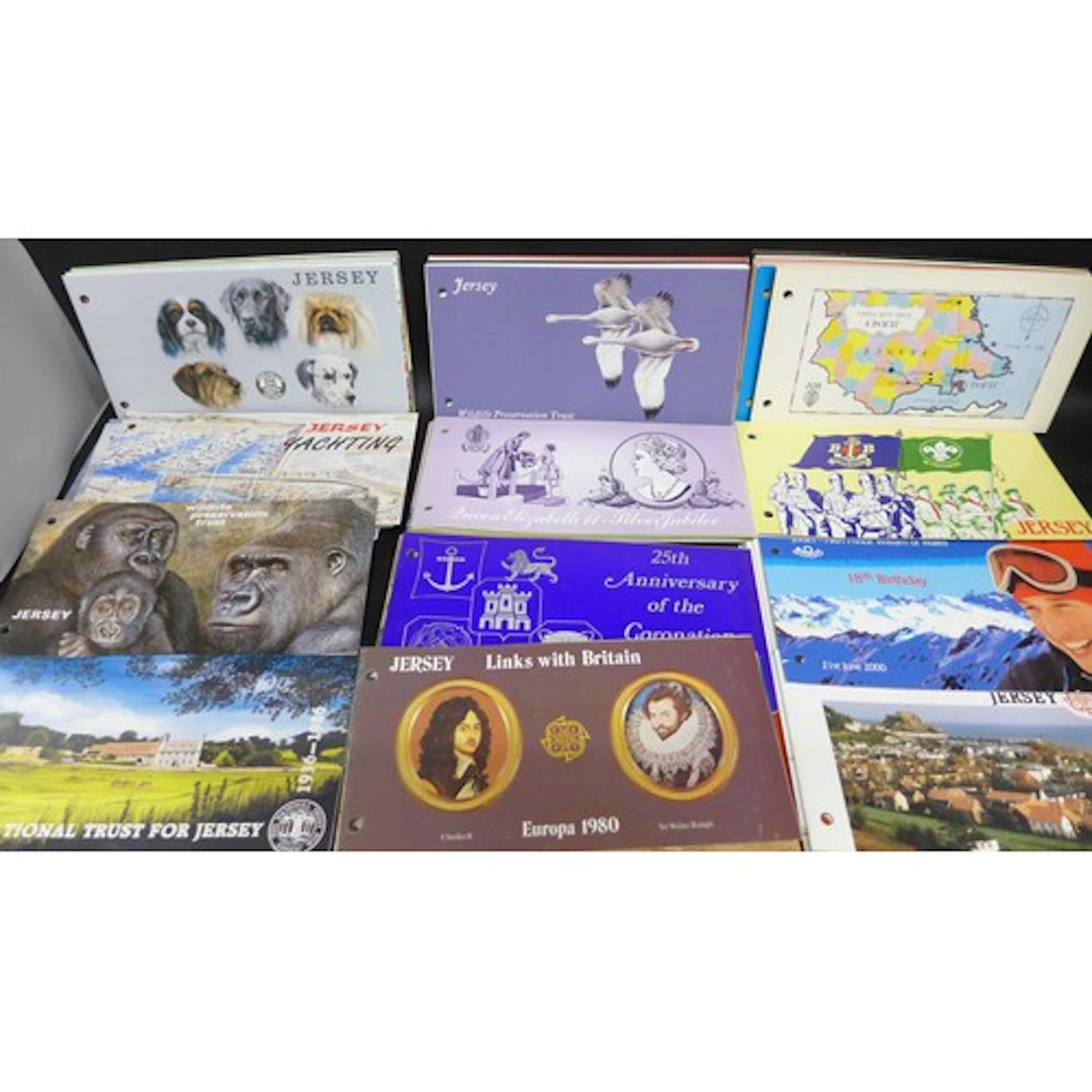 Stamps; a box of Jersey presentation packs