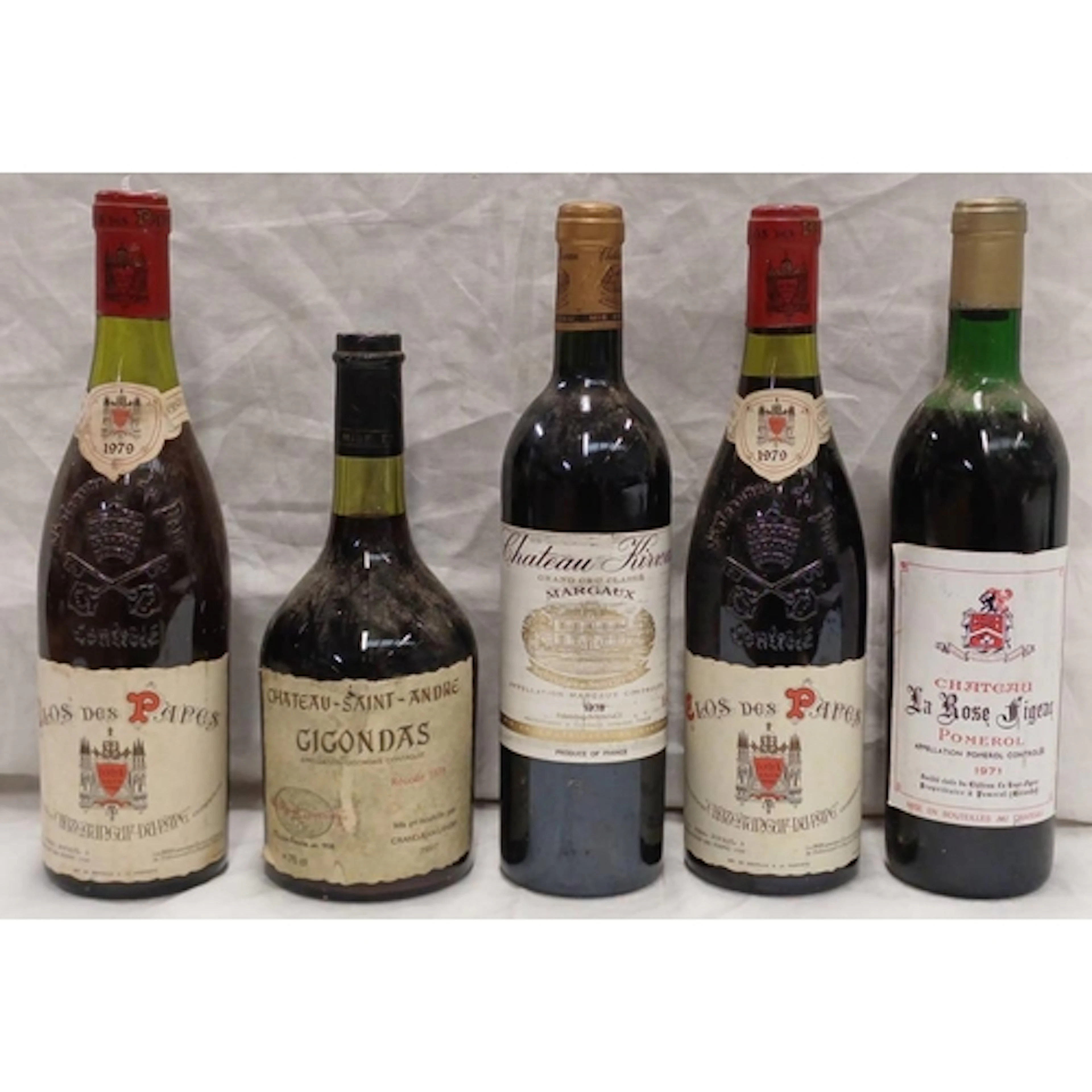 5 BOTTLES RED WINE TO INCLUDE: 1 BOTTLE CHATEAU KIRWAN 1978 ...