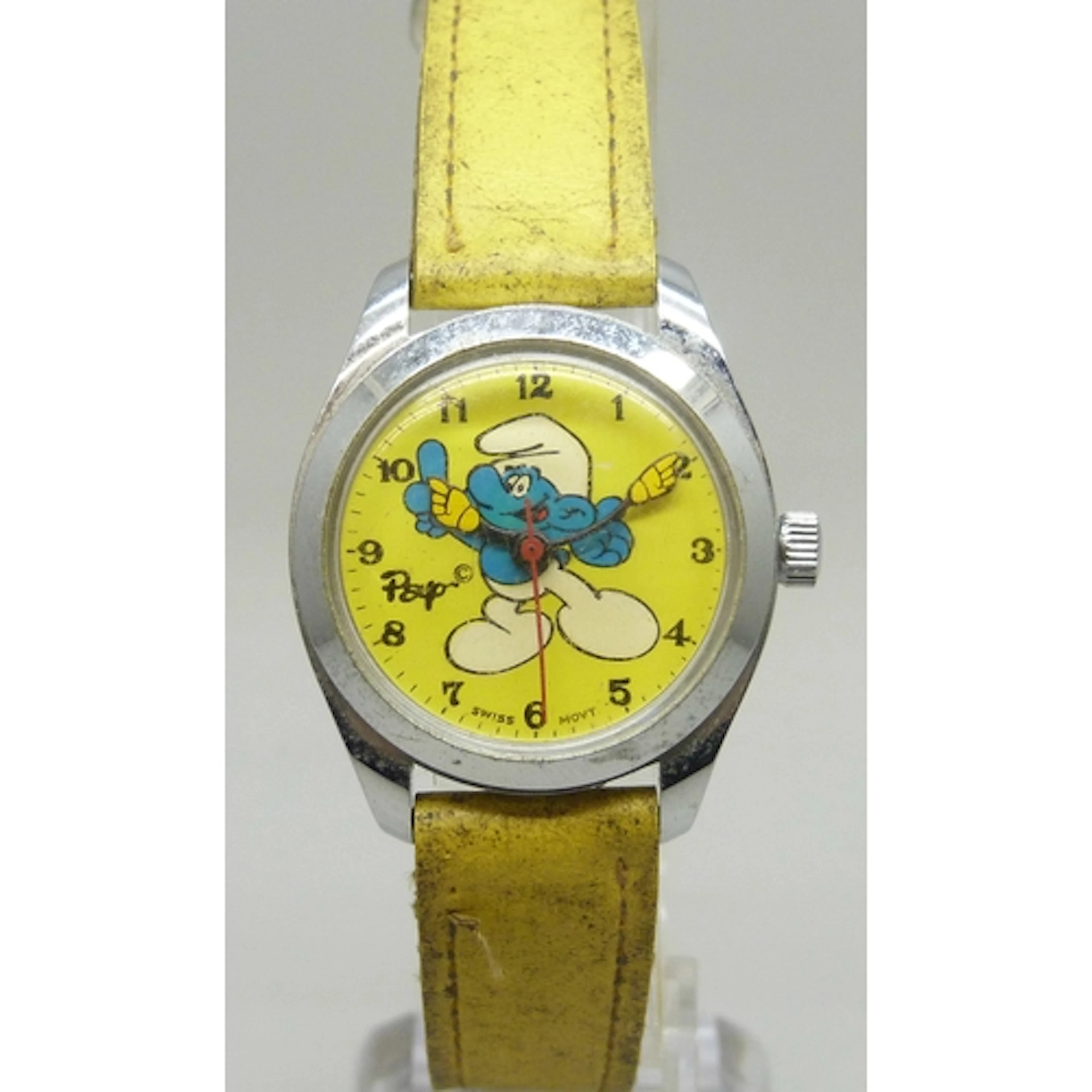 A vintage wristwatch with Smurf design dial, 34mm including ...