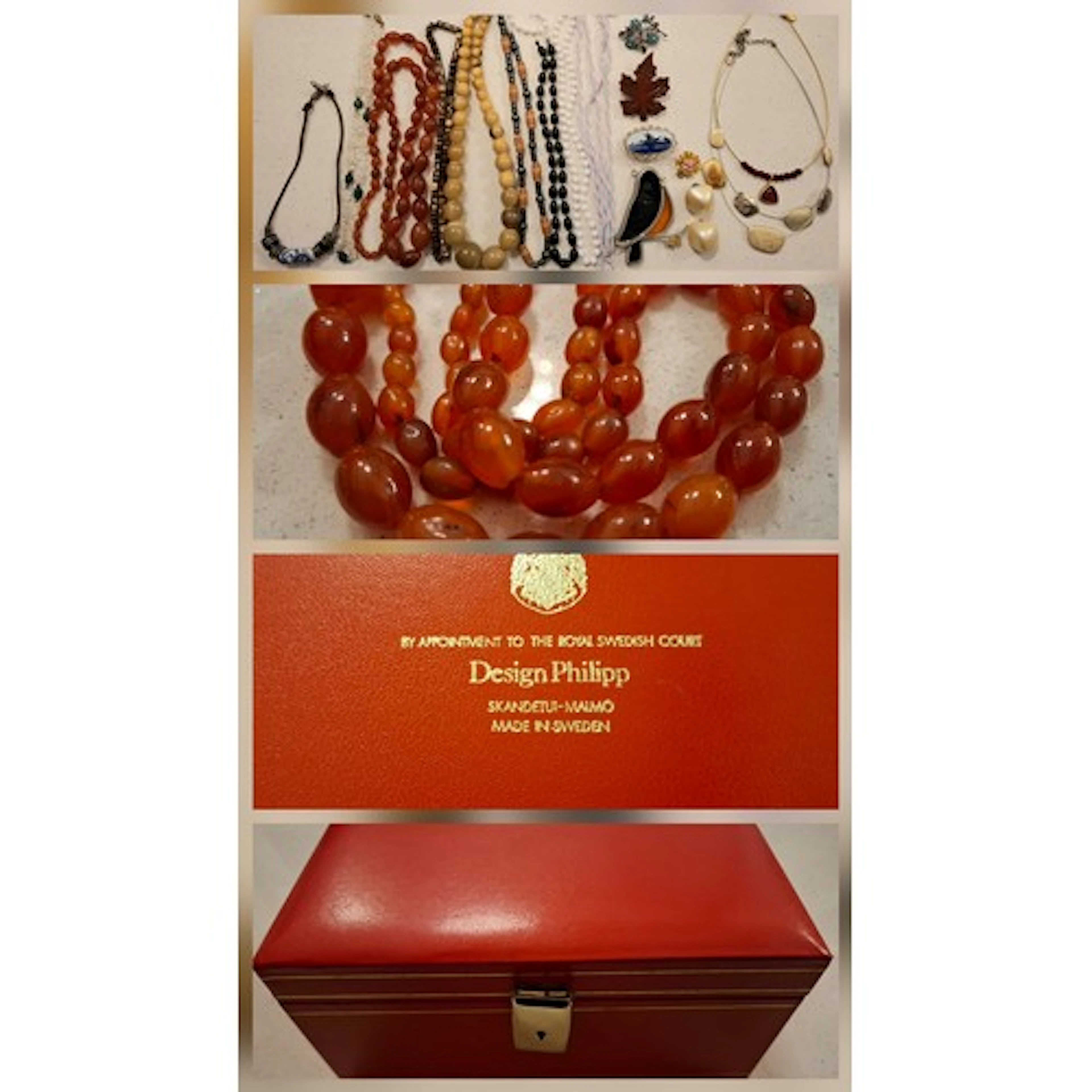 A vintage Swedish 'Design Philipp' red jewellery box and con...